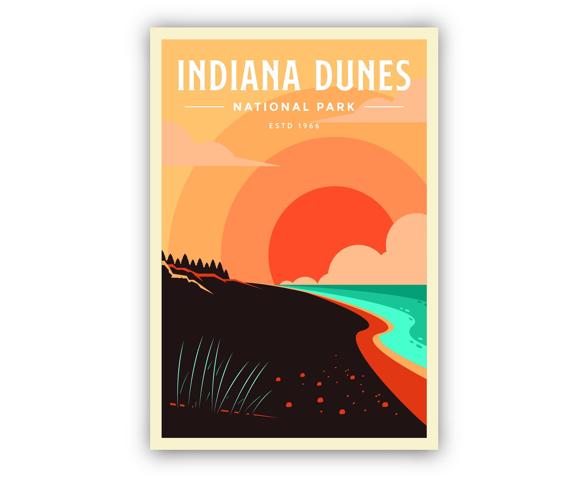 Indiana Dunes National Parks , Travel Poster Print, Retro Travel Poster, National Park in Indiana, Housewarming Gift, Office Wall Art