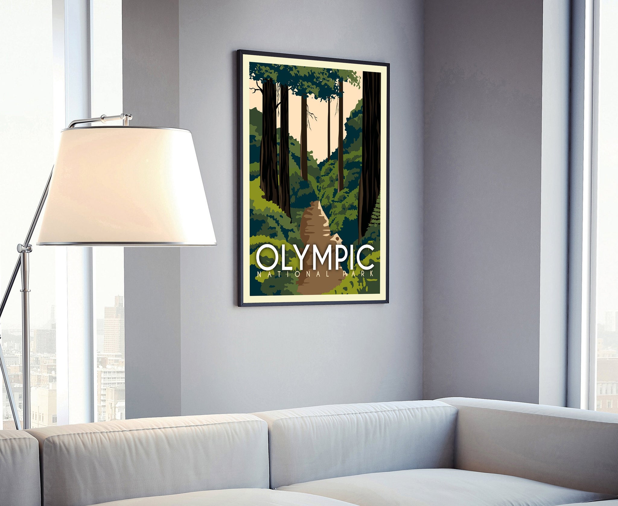 Olympic National Parks, Travel Poster Print, Retro Travel Poster, National park in Washington State, Housewarming Gift, Office Wall Art