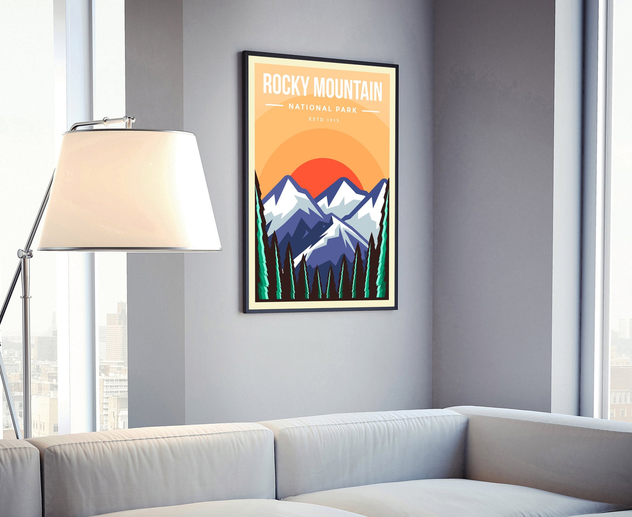 Rocky Mountain National Park, Retro Travel Poster Print, Rocky Mountain National Park in Colorado, Housewarming Gift, Office Wall Art