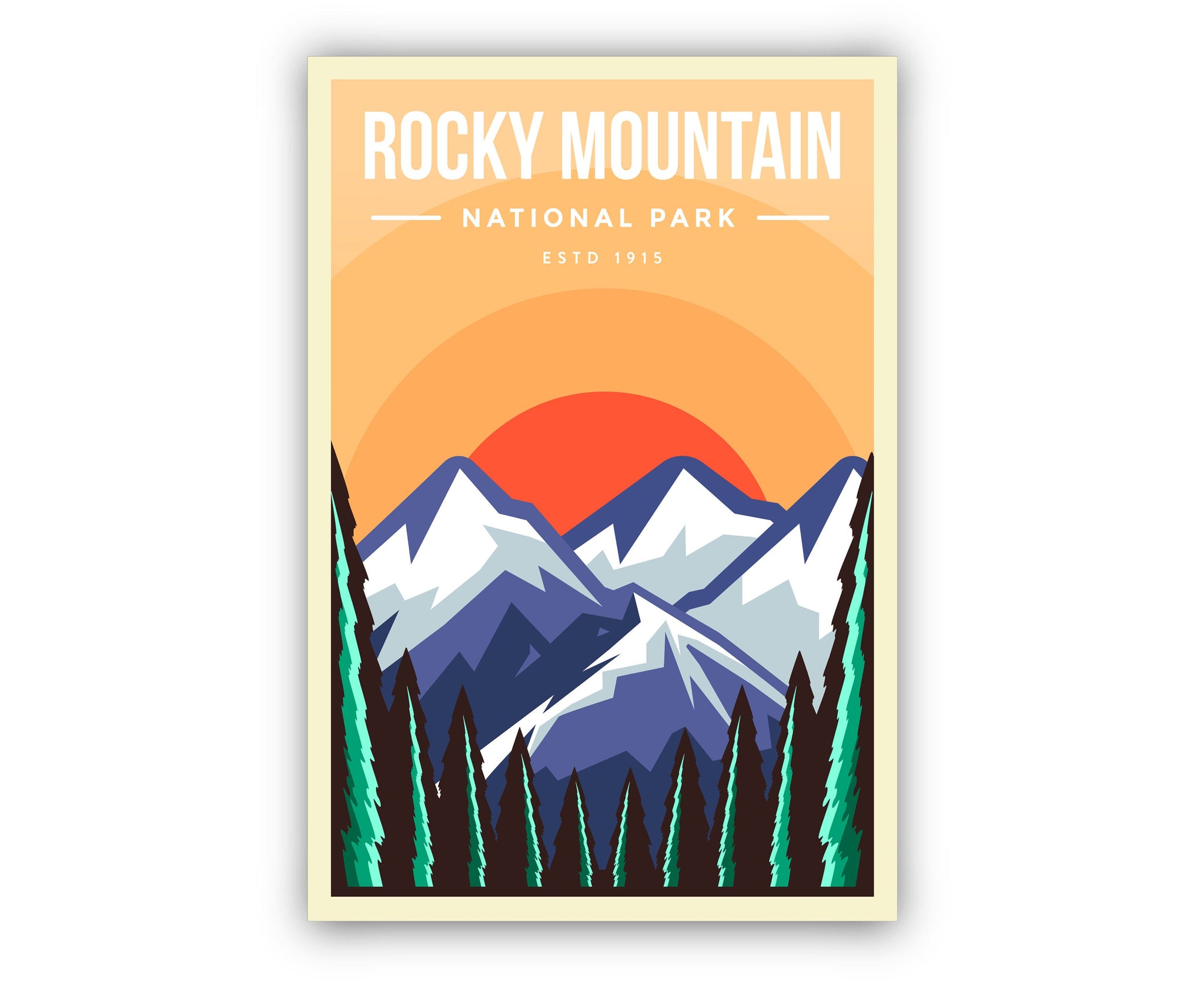 Rocky Mountain National Park, Retro Travel Poster Print, Rocky Mountain National Park in Colorado, Housewarming Gift, Office Wall Art