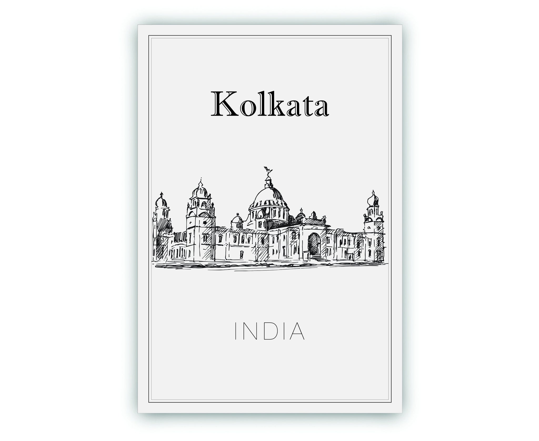 Hand Drawn Poster, Kolkata Travel Poster, India Kolkata Poster Wall Art, Kolkata Cityscape and Landmark Map, City Map Poster For Home
