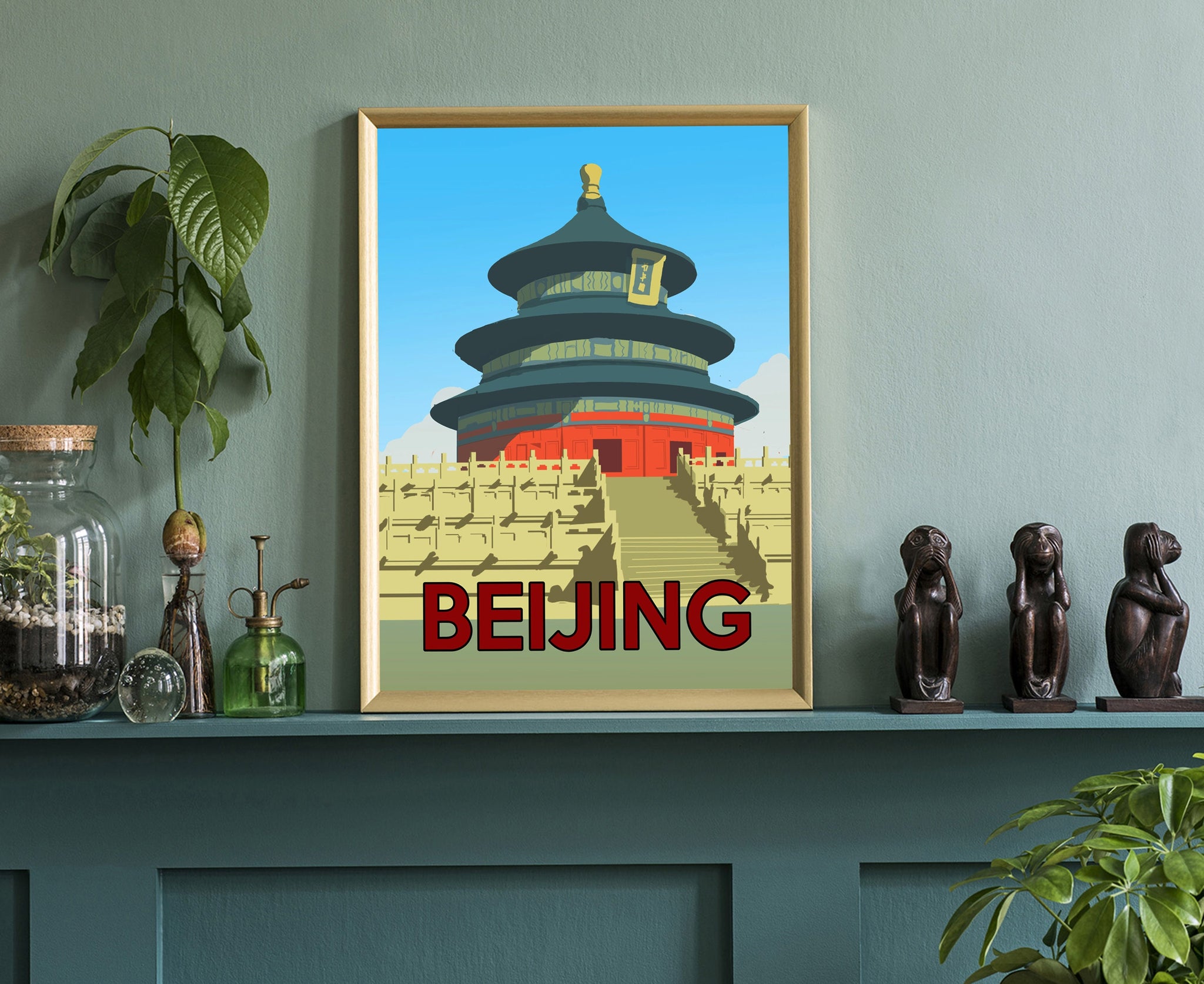 BEIJING travel poster, China Beijing cityscape and landmark poster wall art, Home wall art, Office wall decorations, Housewarming gifts