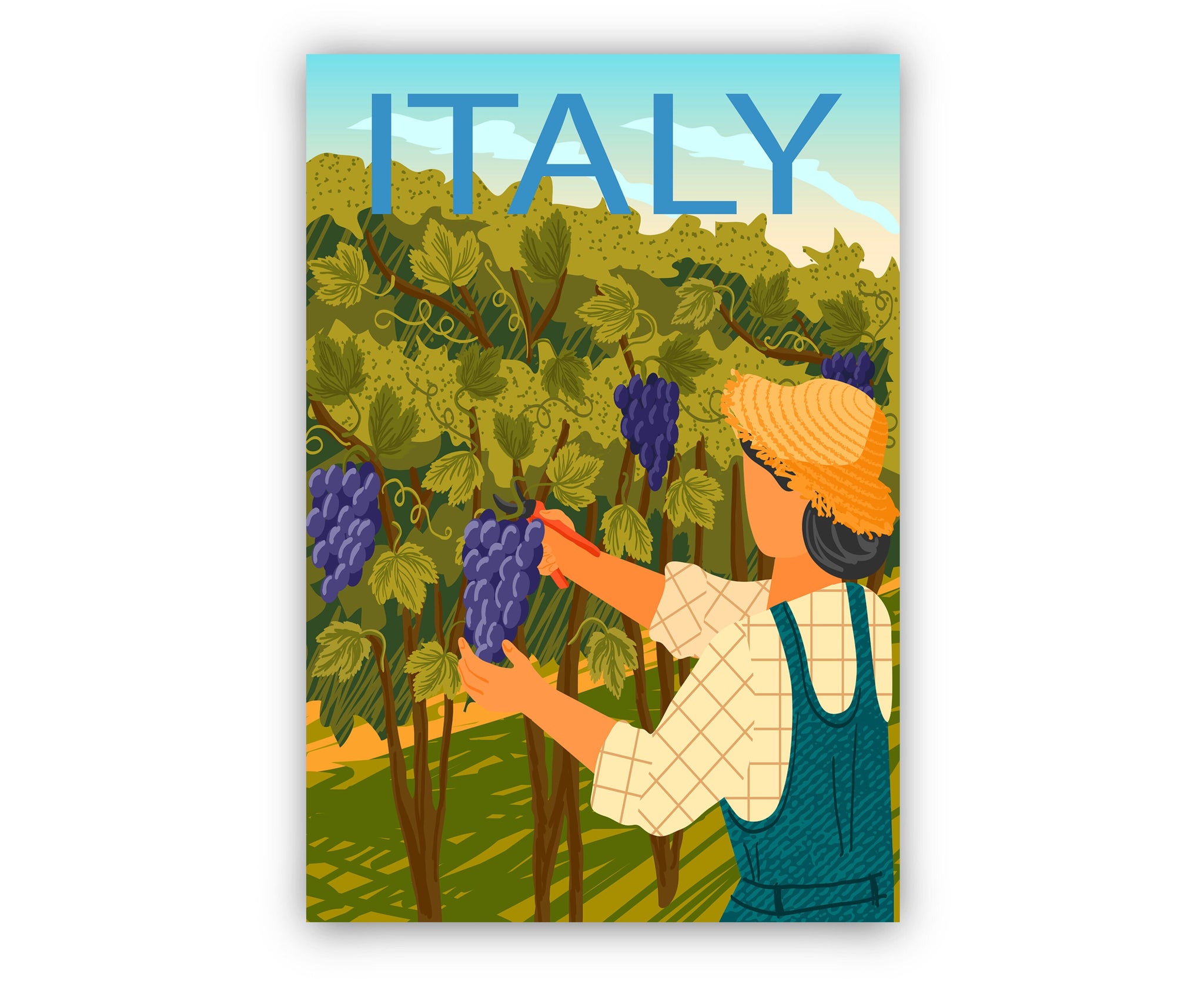 ITALY TRAVEL POSTER, Italy Cityscape and Landmark Poster wall art, Home wall art, Office wall decoration, Italy purple grape s farm posters