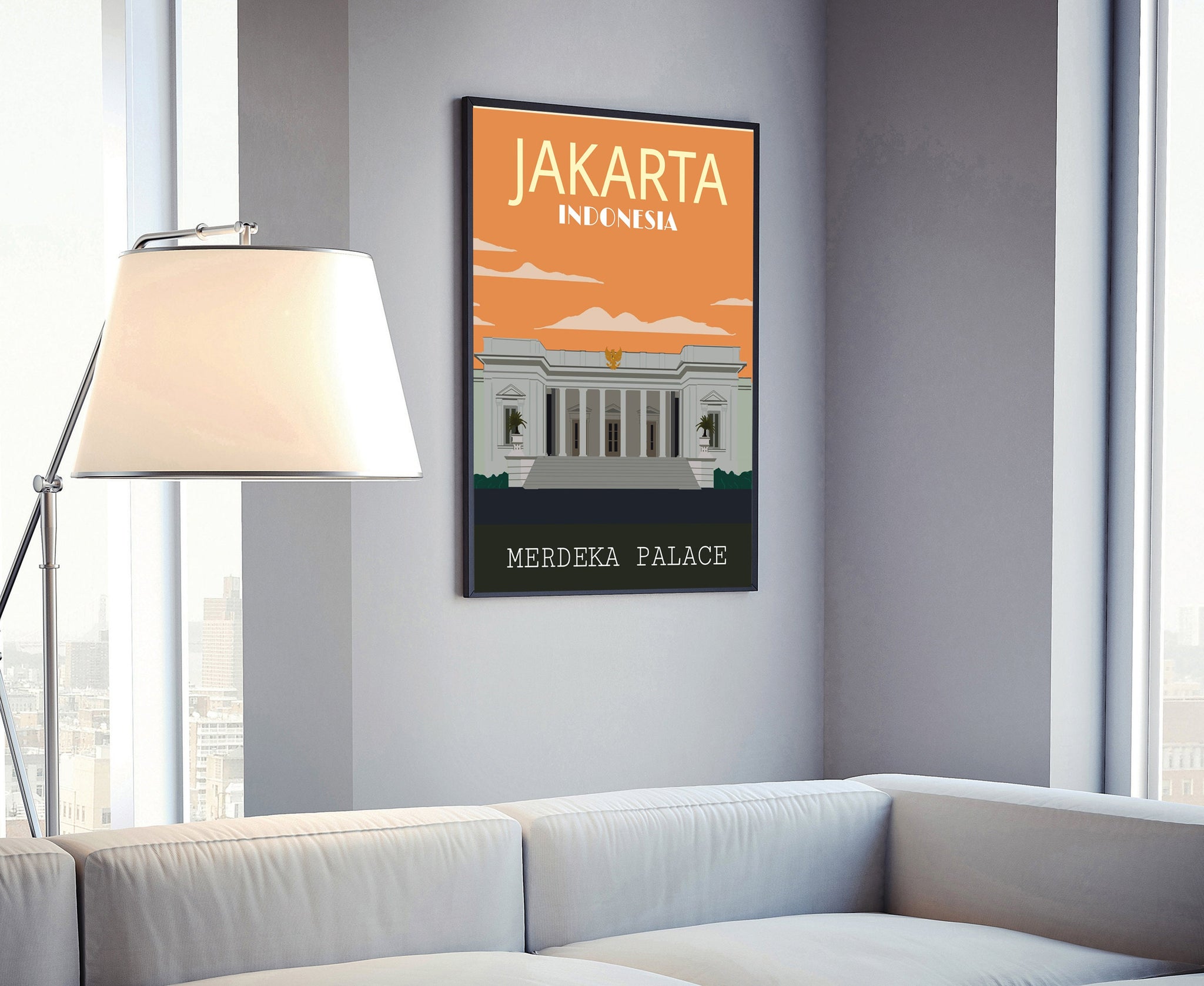 JAKARTA travel poster, Jakarta cityscape poster, Jakarta landmark poster wall art, Home wall art, Office wall decoration, Housewarming gift