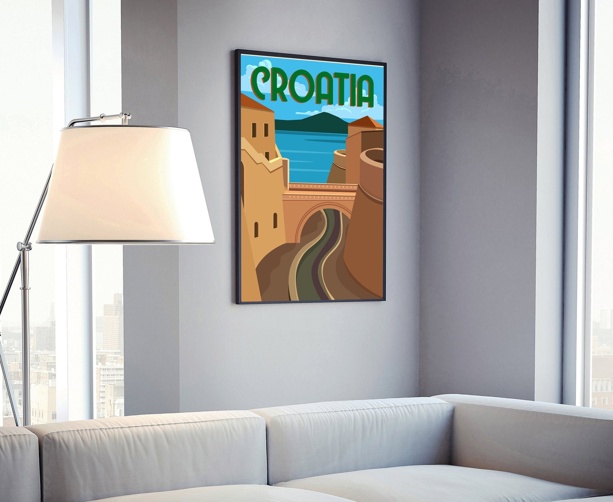 CROATIA travel poster, Croatia cityscape poster, Croatia landmark poster wall art, Home wall art, Office wall decoration, Gift for her