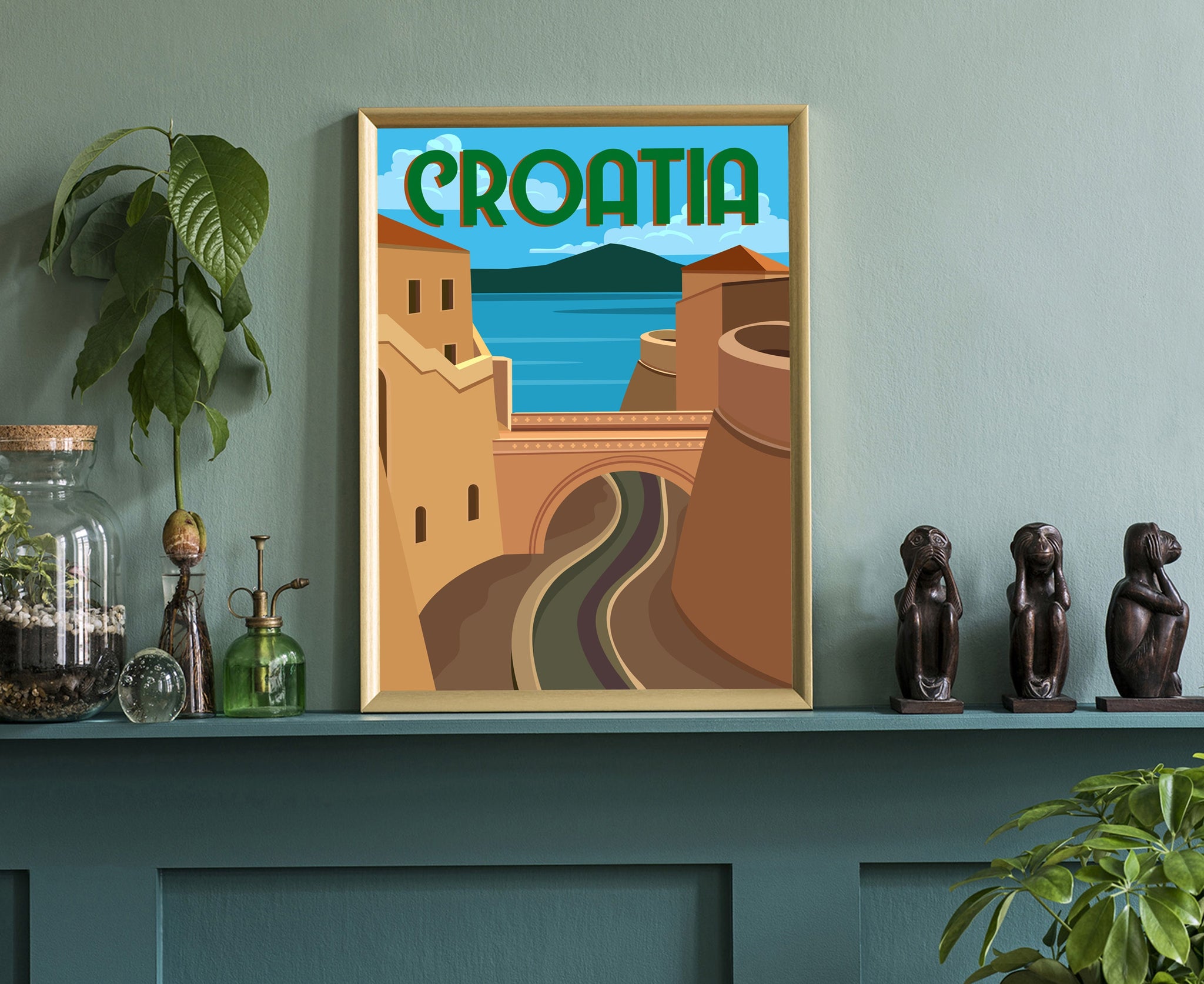 CROATIA travel poster, Croatia cityscape poster, Croatia landmark poster wall art, Home wall art, Office wall decoration, Gift for her