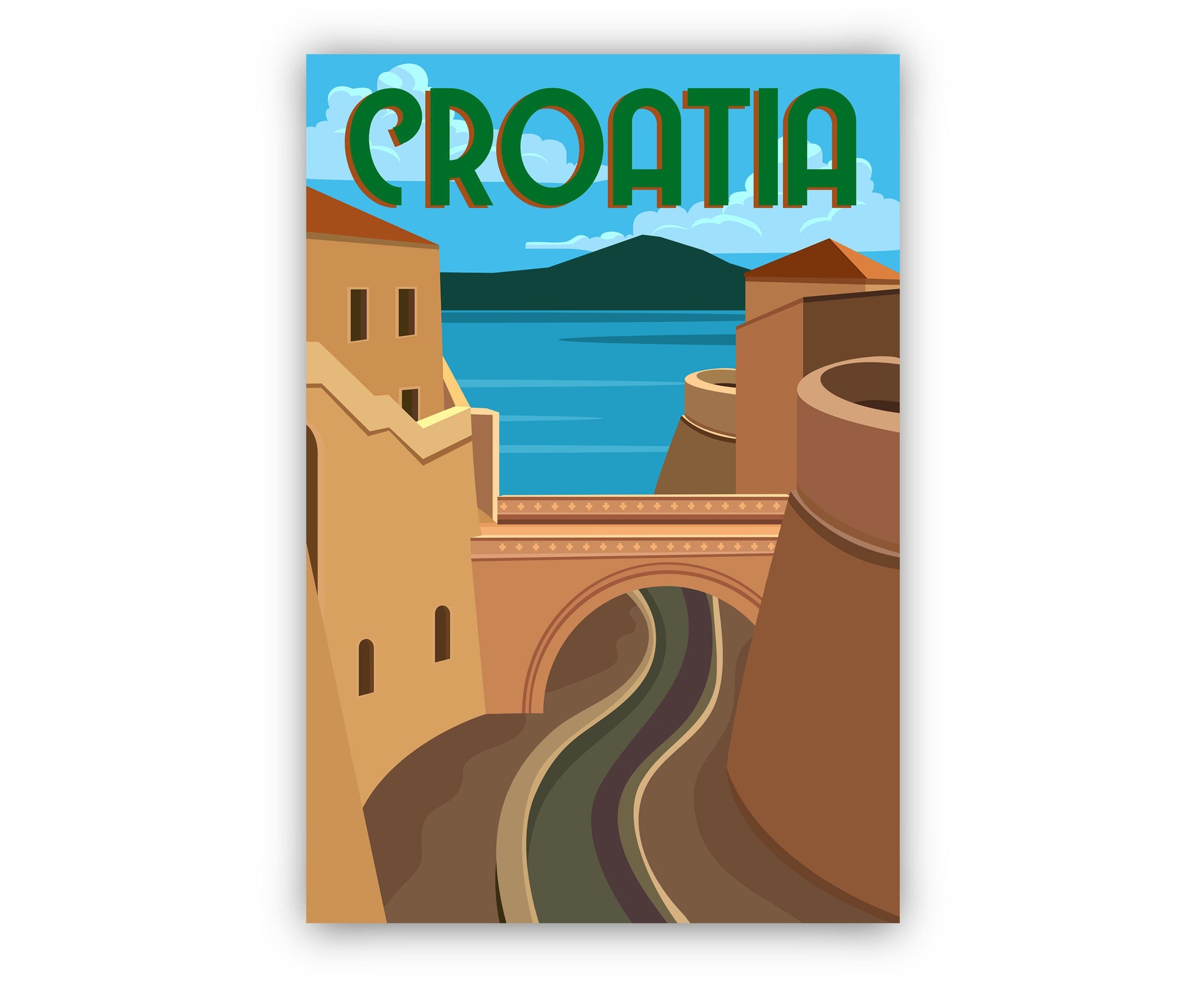 CROATIA travel poster, Croatia cityscape poster, Croatia landmark poster wall art, Home wall art, Office wall decoration, Gift for her