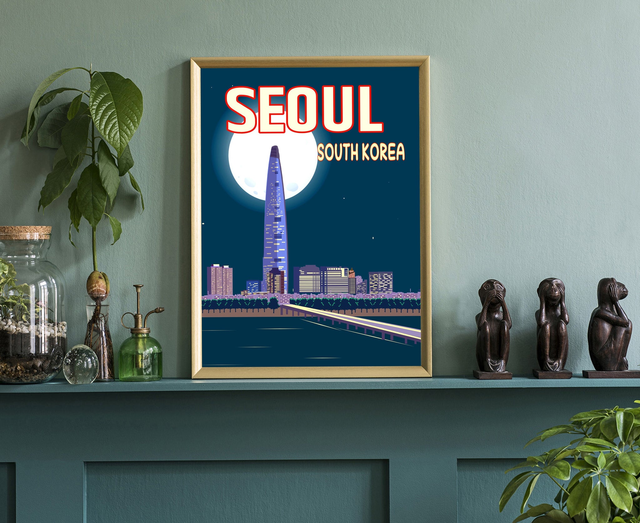 SOUTH KOREA SEOUL travel poster, Seoul cityscape poster print, Seoul landmark poster wall art, Home wall art, Office wall decoration