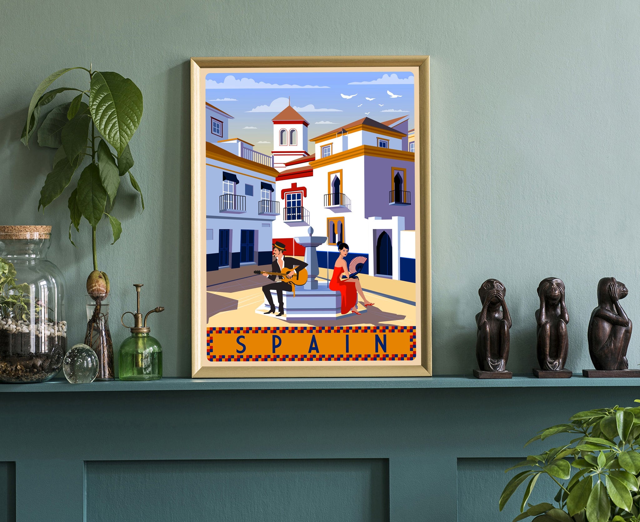 SPAIN TRAVEL POSTER, Spain Cityscape and landmark poster wall art, Home wall decoration, Office dorm  school wall decoration, Gift for him