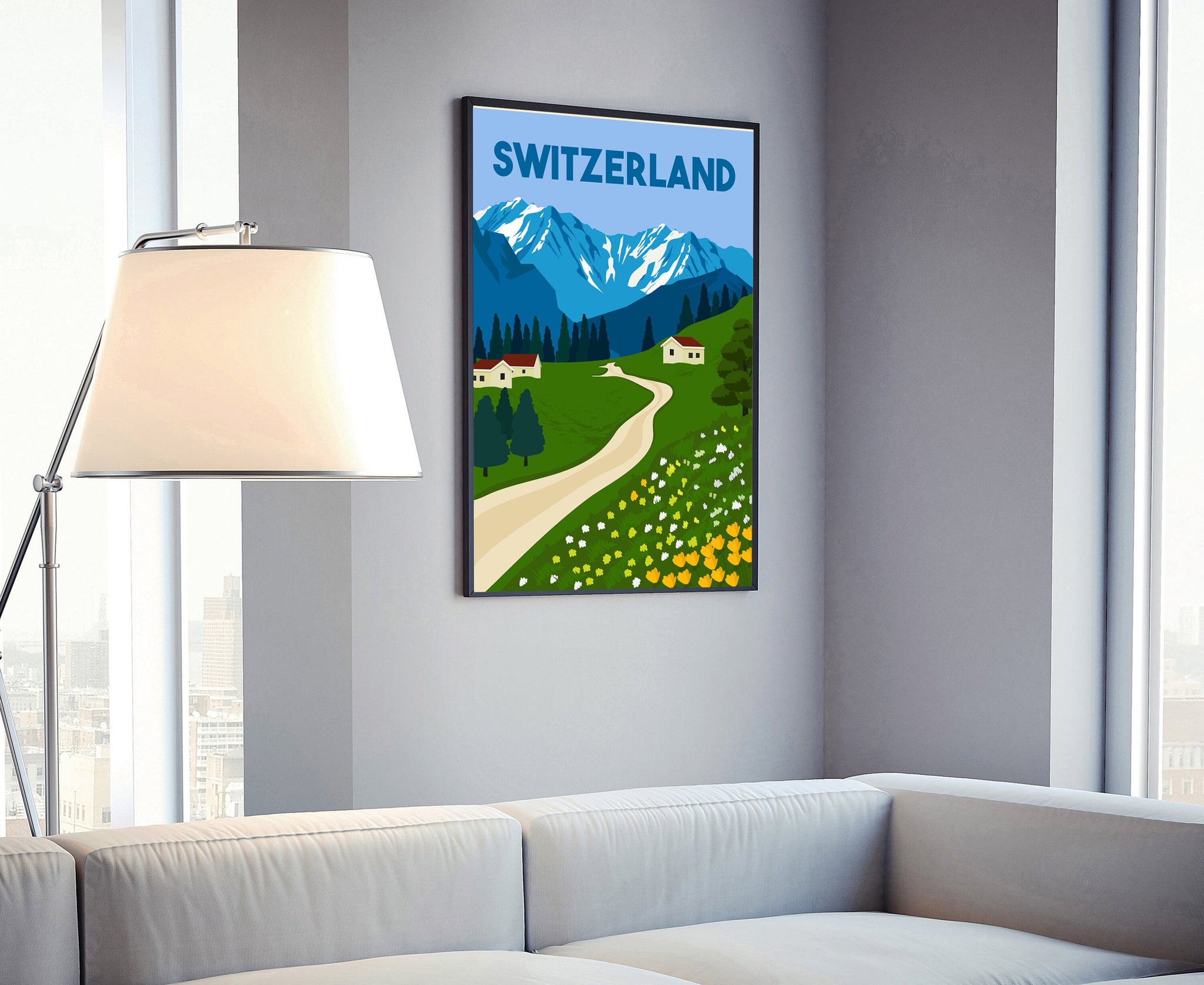 SWITZERLAND TRAVEL POSTER, Switzerland Cityscape and Landmark Poster Wall Art, Home Wall Art, Office Wall Decorations, Housewarming gifts