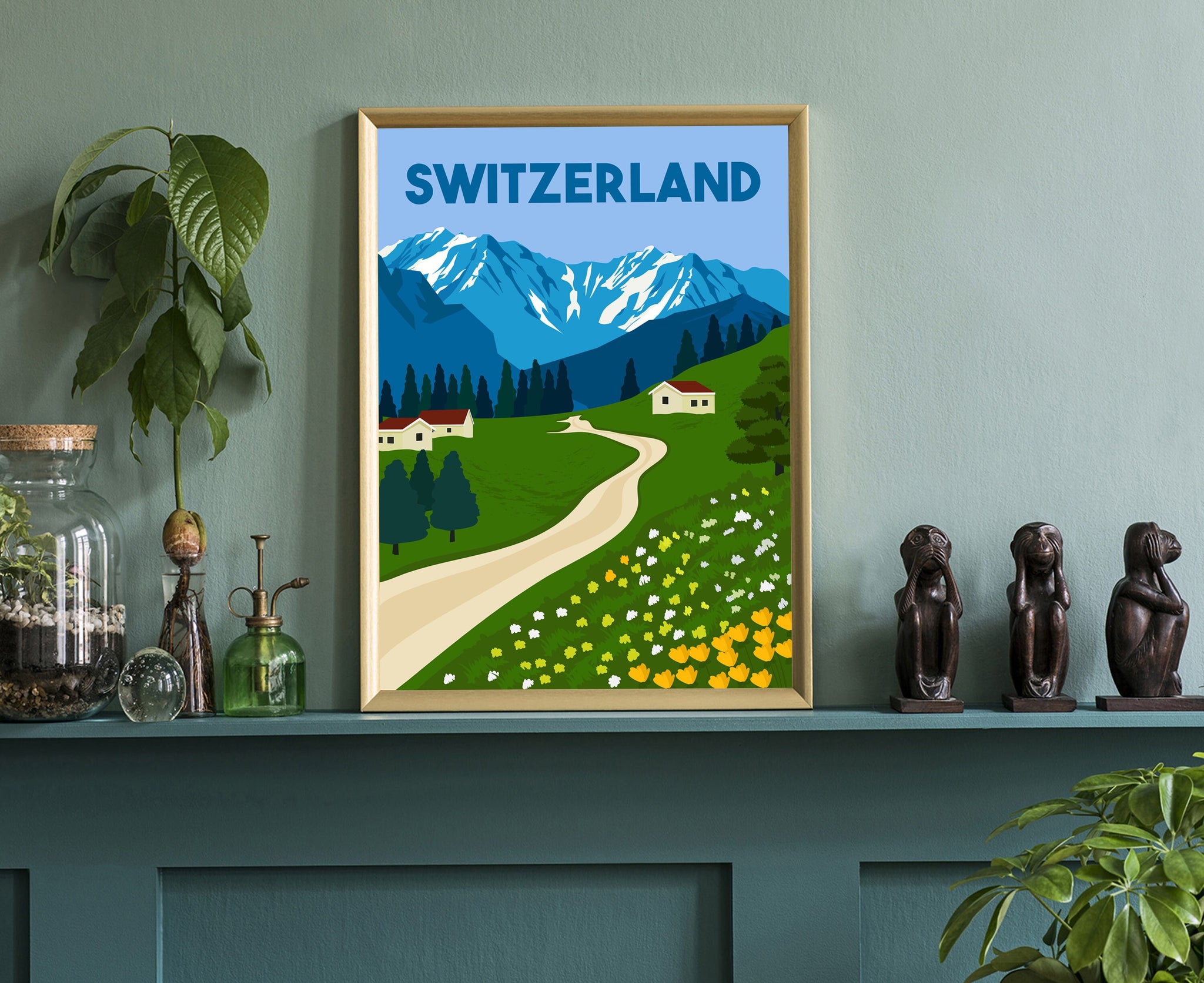 SWITZERLAND TRAVEL POSTER, Switzerland Cityscape and Landmark Poster Wall Art, Home Wall Art, Office Wall Decorations, Housewarming gifts