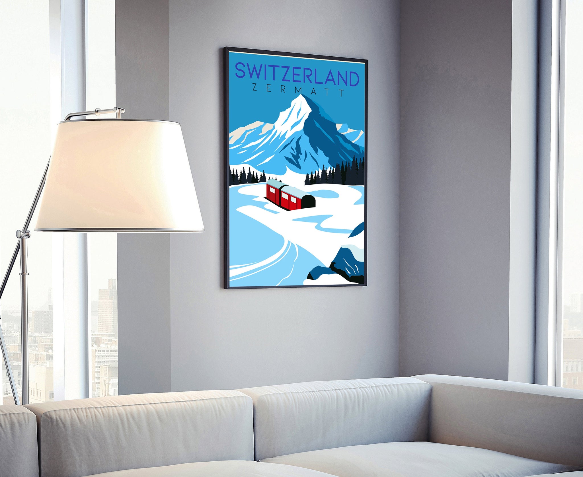 SWITZERLAND ZERMATT travel poster, Switzerland cityscape and landmark poster wall art, Home wall art, Office wall Decorations, Gift for him