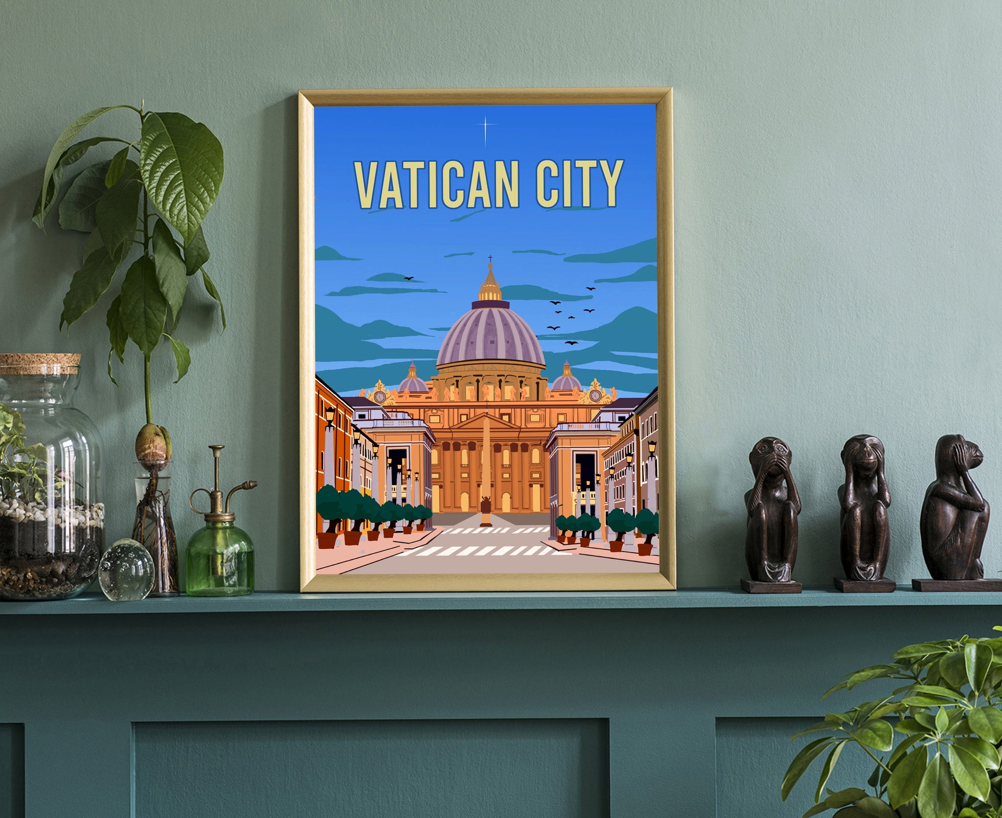 VATICAN travel poster, Vatican City cityscape poster, Vatican landmark poster wall art, Home wall art, Office wall decoration, Gift for him