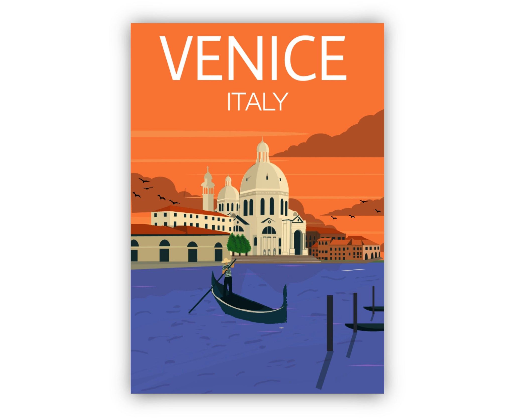 VENICE travel poster, Venice cityscape poster print, Venice Italy landmark poster wall artwork, Home wall art poster, Office wall decoration