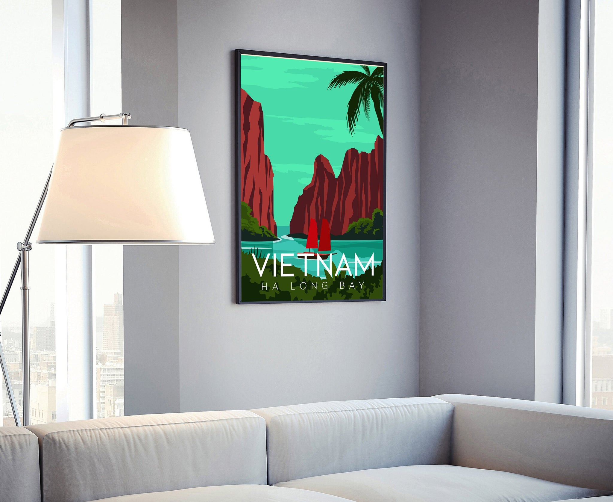 VIETNAM travel poster, Vietnam cityscape poster print, Vietnam landmark poster wall artwork, Home wall art, Office wall decorations