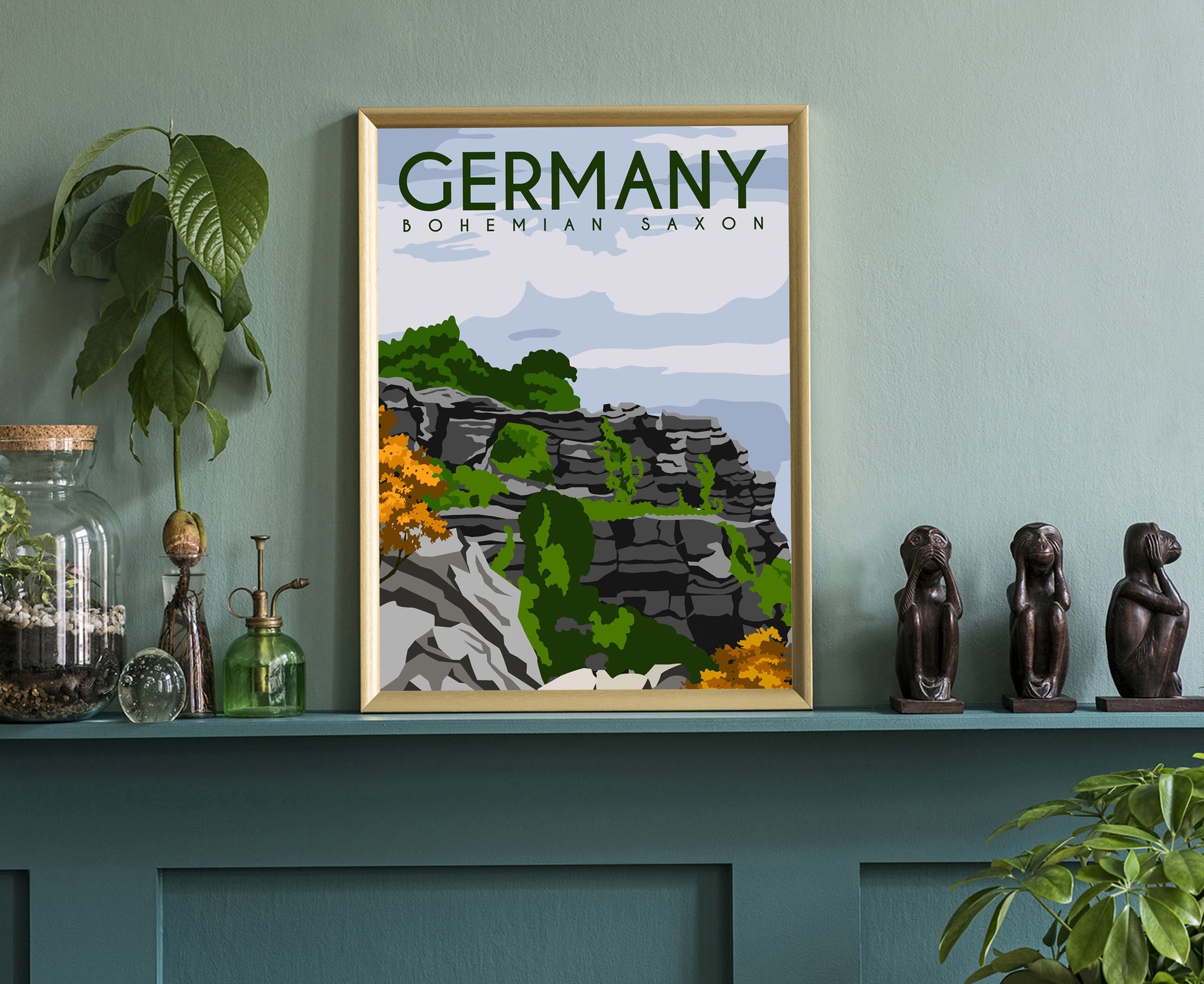 GERMANY retro travel poster, Bohemian Saxon poster wall art print, Home decoration, Country poster print, Home wall art, Office wall decors