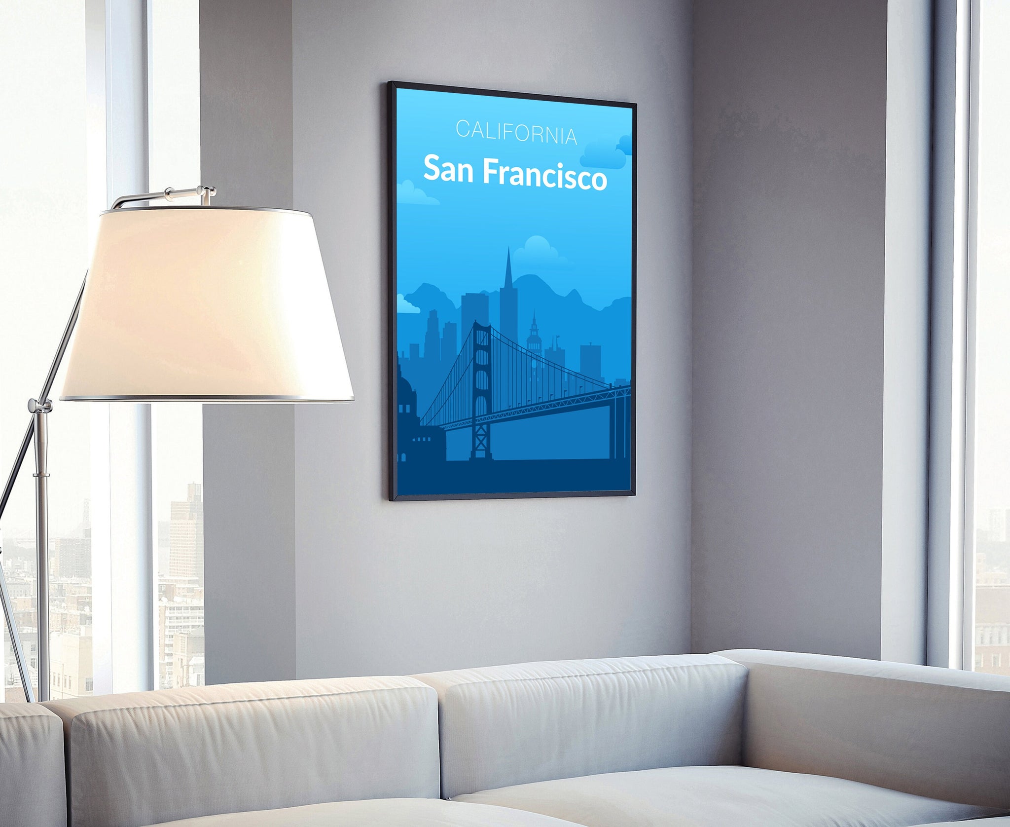 Solid Color US Cities Poster, California San Francisco Solid Color Modern Poster Print, Modern State Poster for Office and Home Decoration