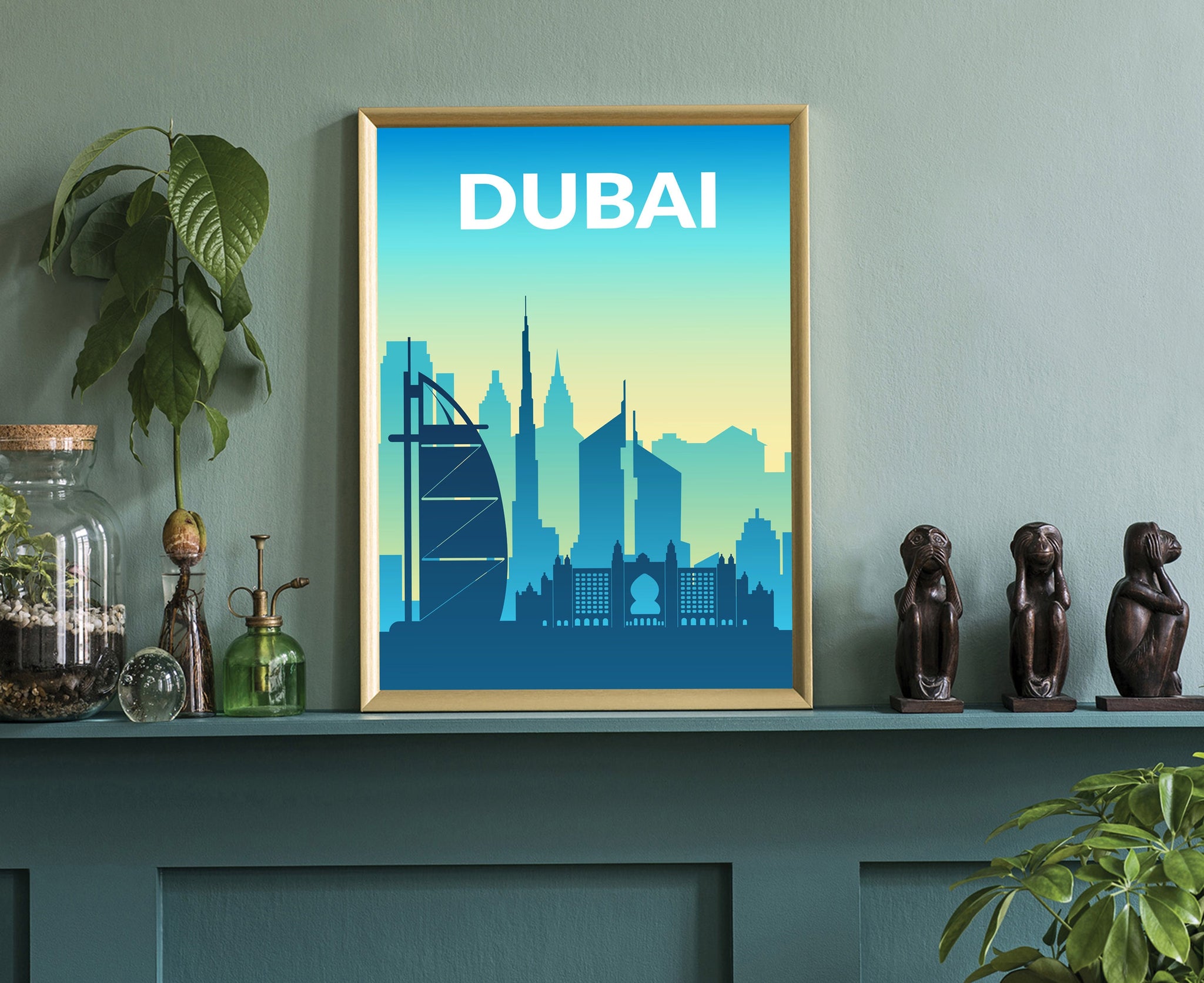 Solid Color World City Poster, United Arab Emirates Dubai Solid Color Modern Poster Print, Dubai Modern City Poster, Office Wall Decoration