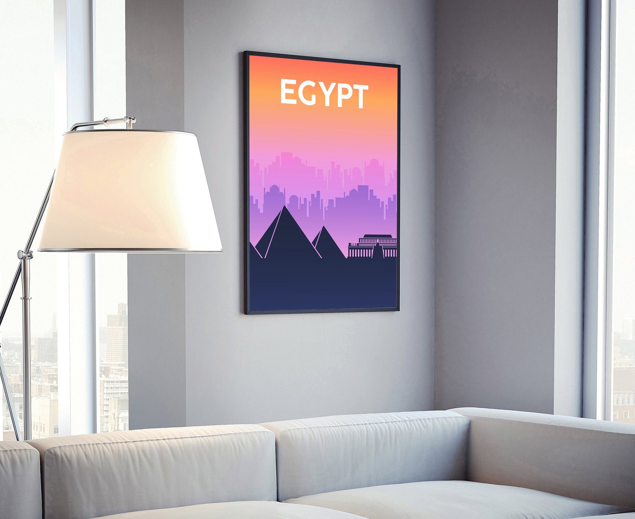 Solid Color World City Poster, Egypt Solid Color Modern Poster Print, Egypt Modern City Poster, Office Wall Decoration