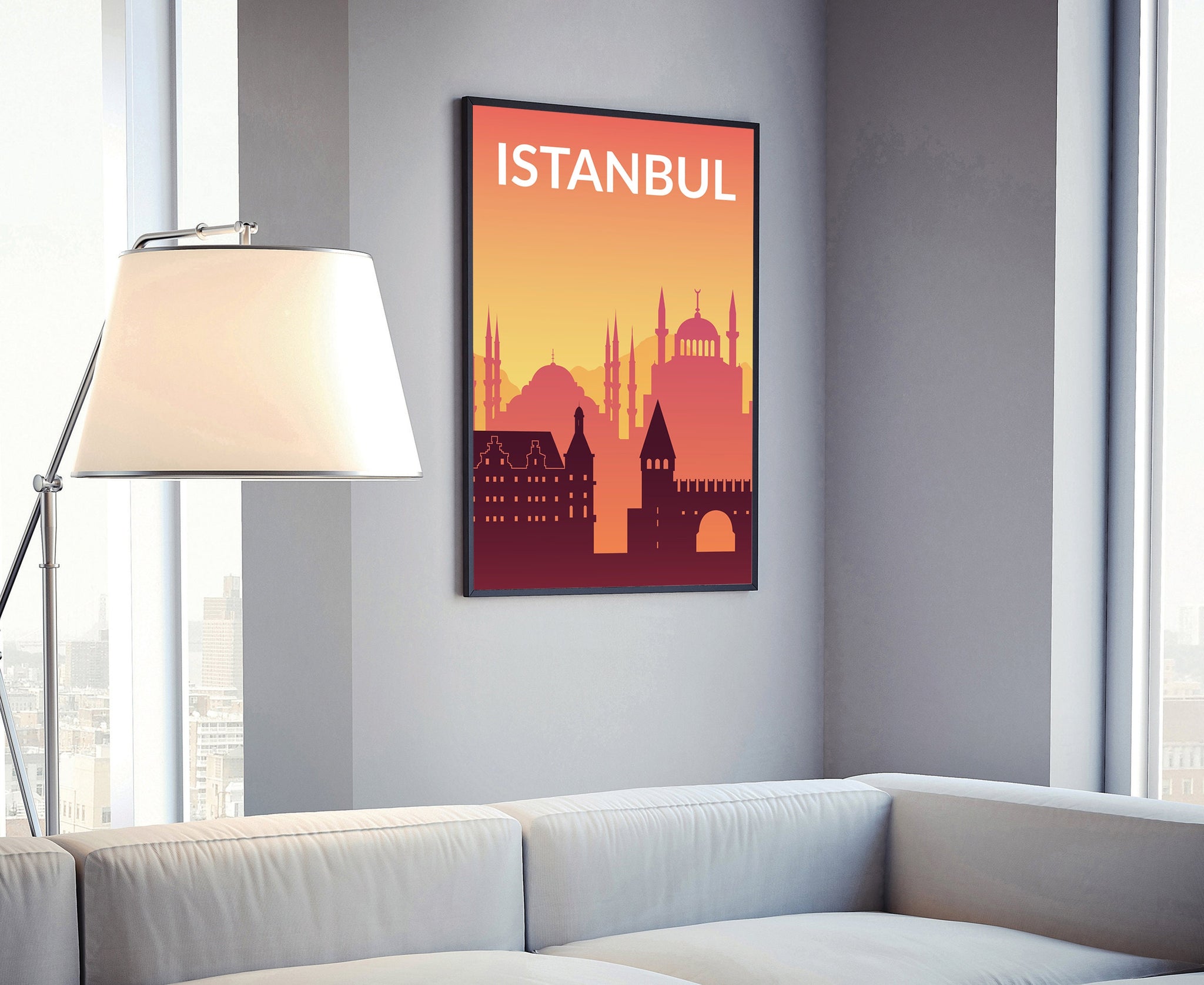 Solid Color World City Poster, Turkey Istanbul Posters, Istanbul Modern City Poster, Office Wall Decoration, Wall art, Office wall art