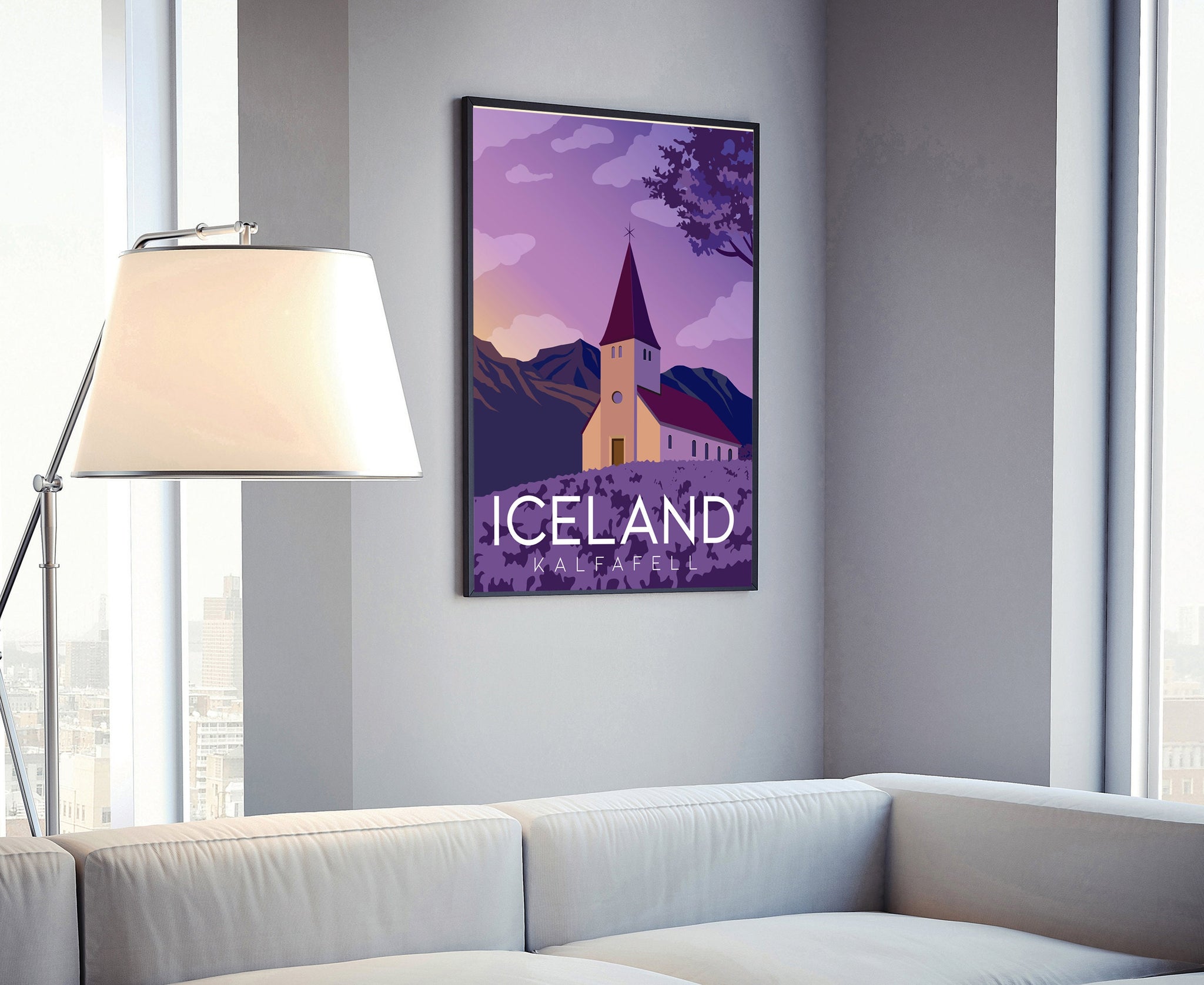 KALFAFELL ICELAND travel poster, Iceland poster wall art, Kalfafell Iceland cityscape and landmark poster, Home wall art, Office wall decor