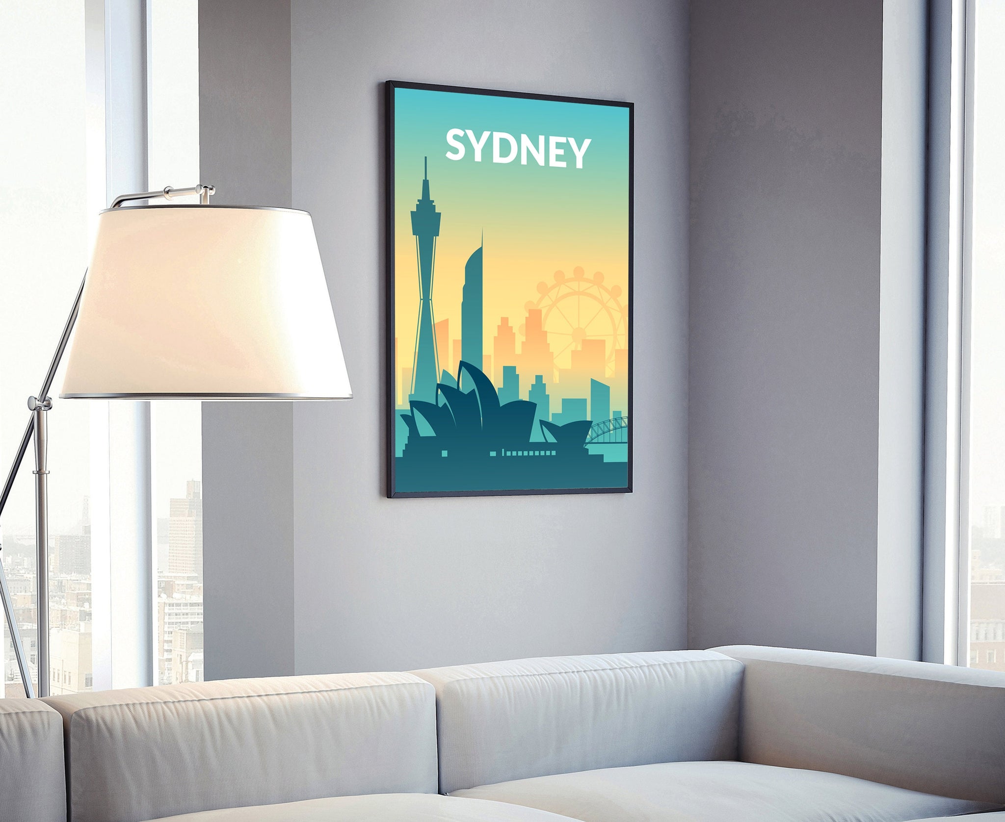 Solid Color World City Poster, Australia Sydney Solid Color Modern Poster Print, Sydney Modern City Poster, Office and Home Wall Decoration