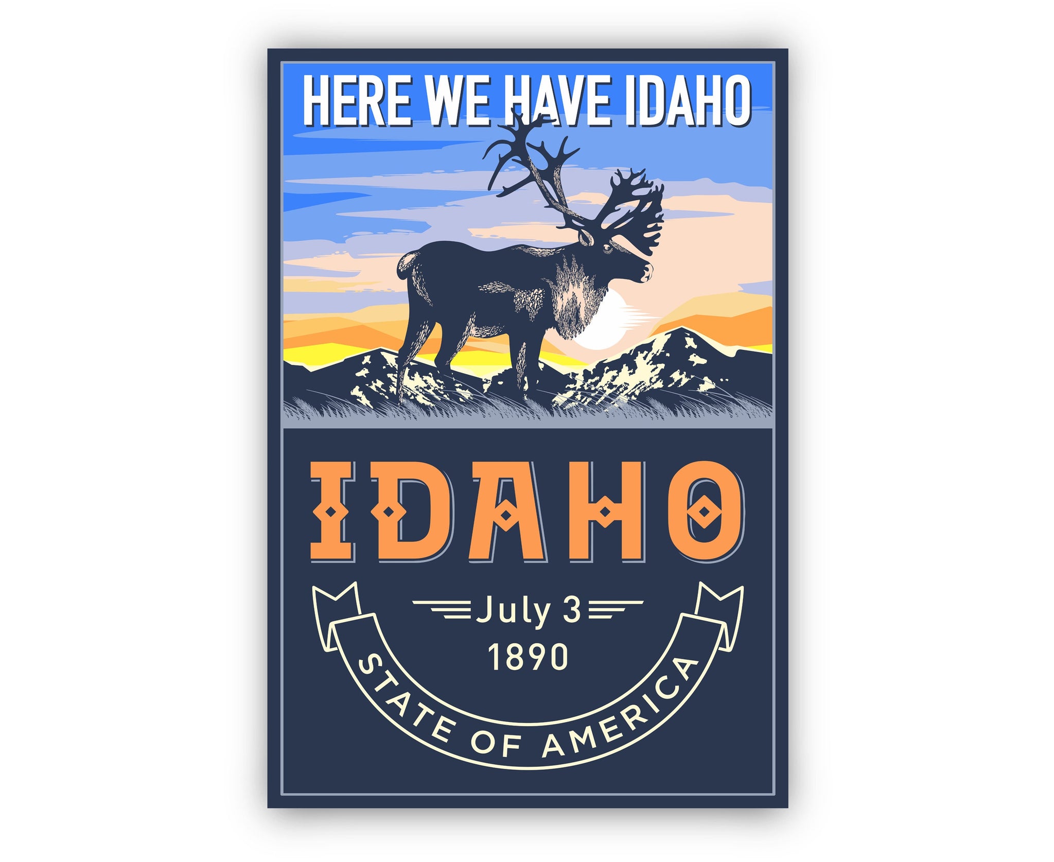 United States Idaho State Poster, Idaho Poster Print, Idaho State Emblem Poster, Retro Travel State Poster, Home and Office Wall Art