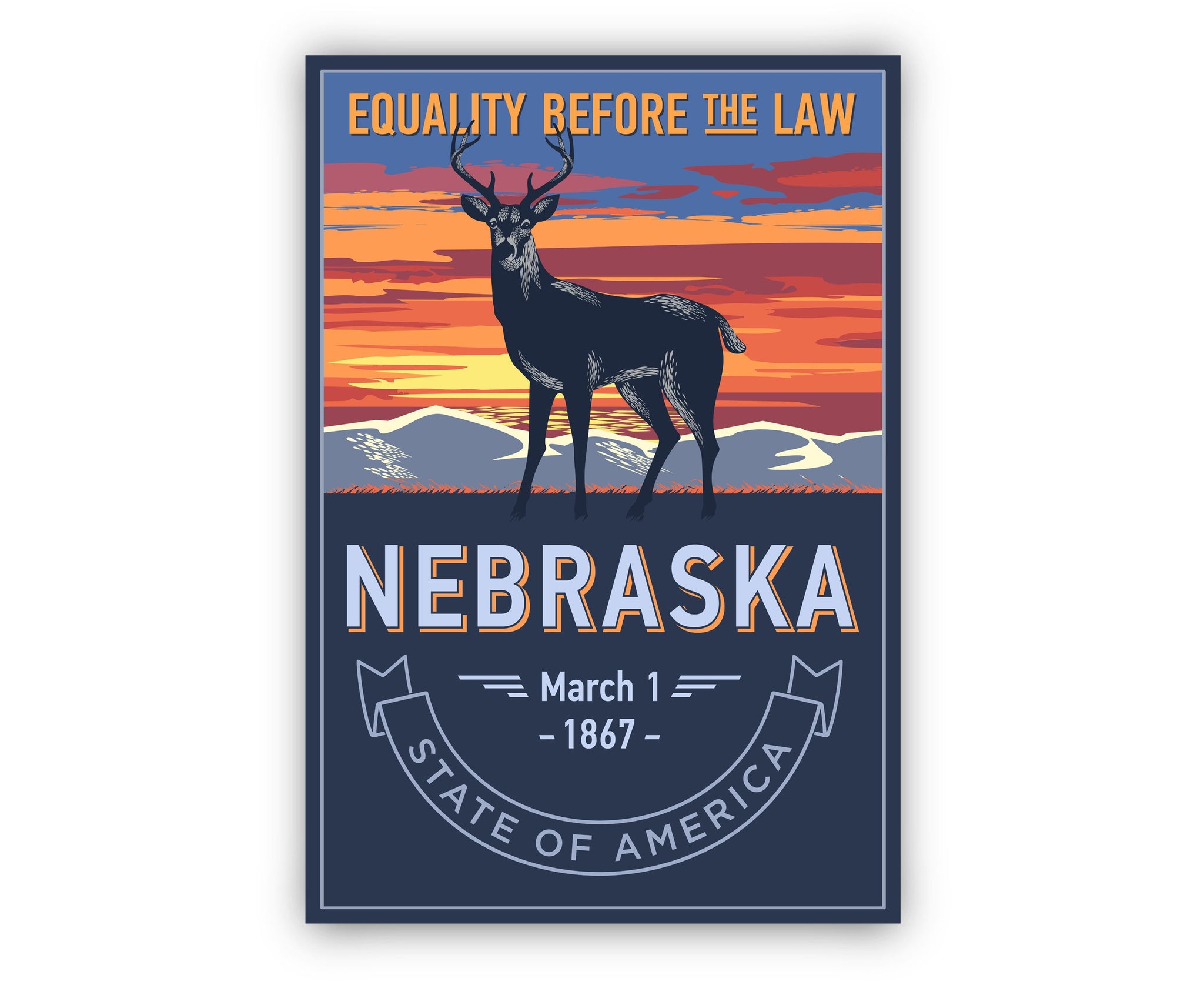 United States Poster, Nebraska State Poster Print, Nebraska State Emblem Poster, Retro Travel State Poster, Home and Office Wall Art