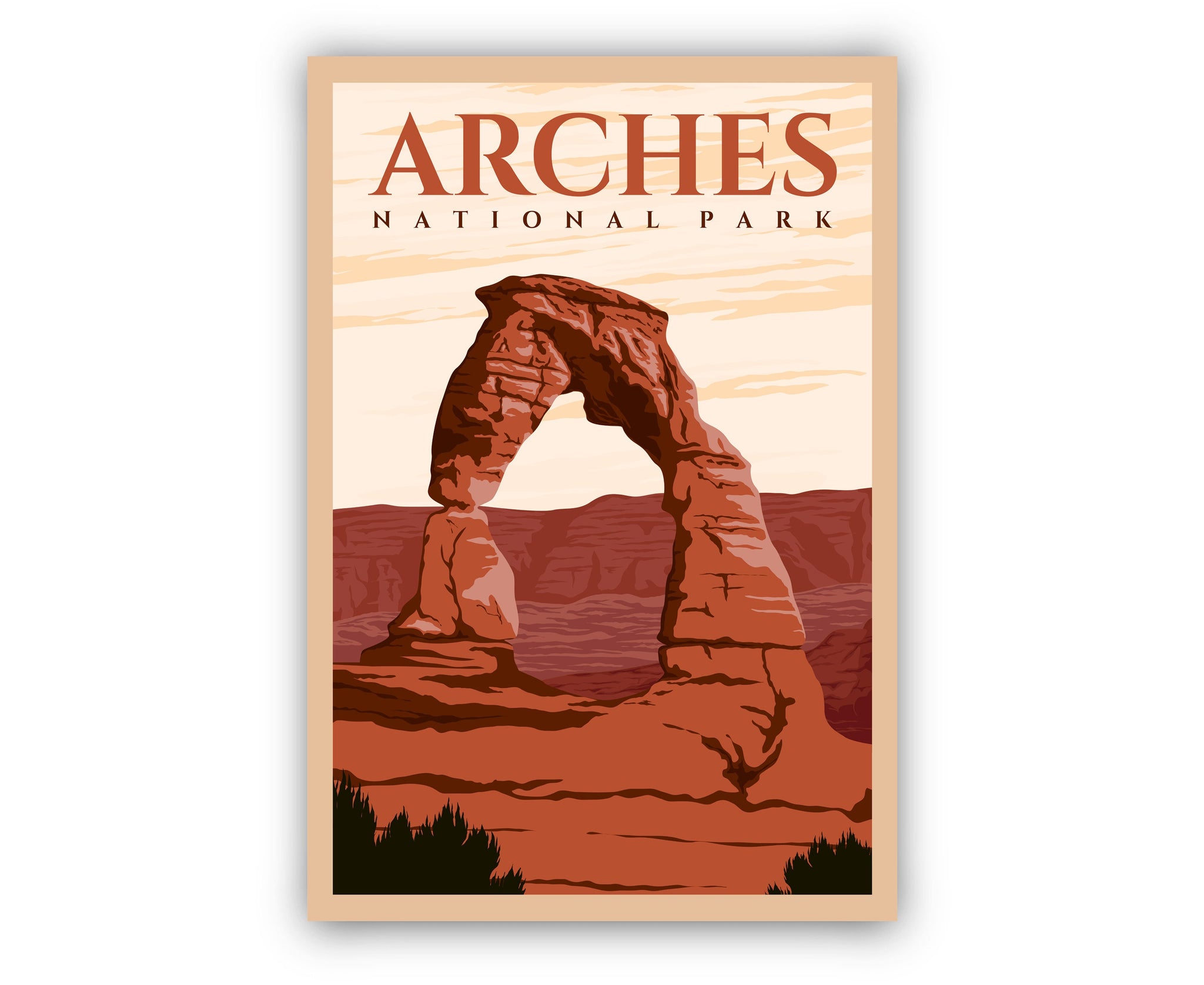 Arches National Park, Travel Poster Print, Utah National Park, Arches Retro Travel Poster, National park in Grand County Utah, Birthday Gift