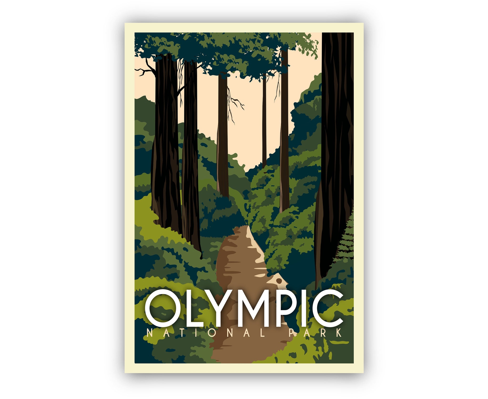 Olympic National Parks, Travel Poster Print, Retro Travel Poster, National park in Washington State, Housewarming Gift, Office Wall Art