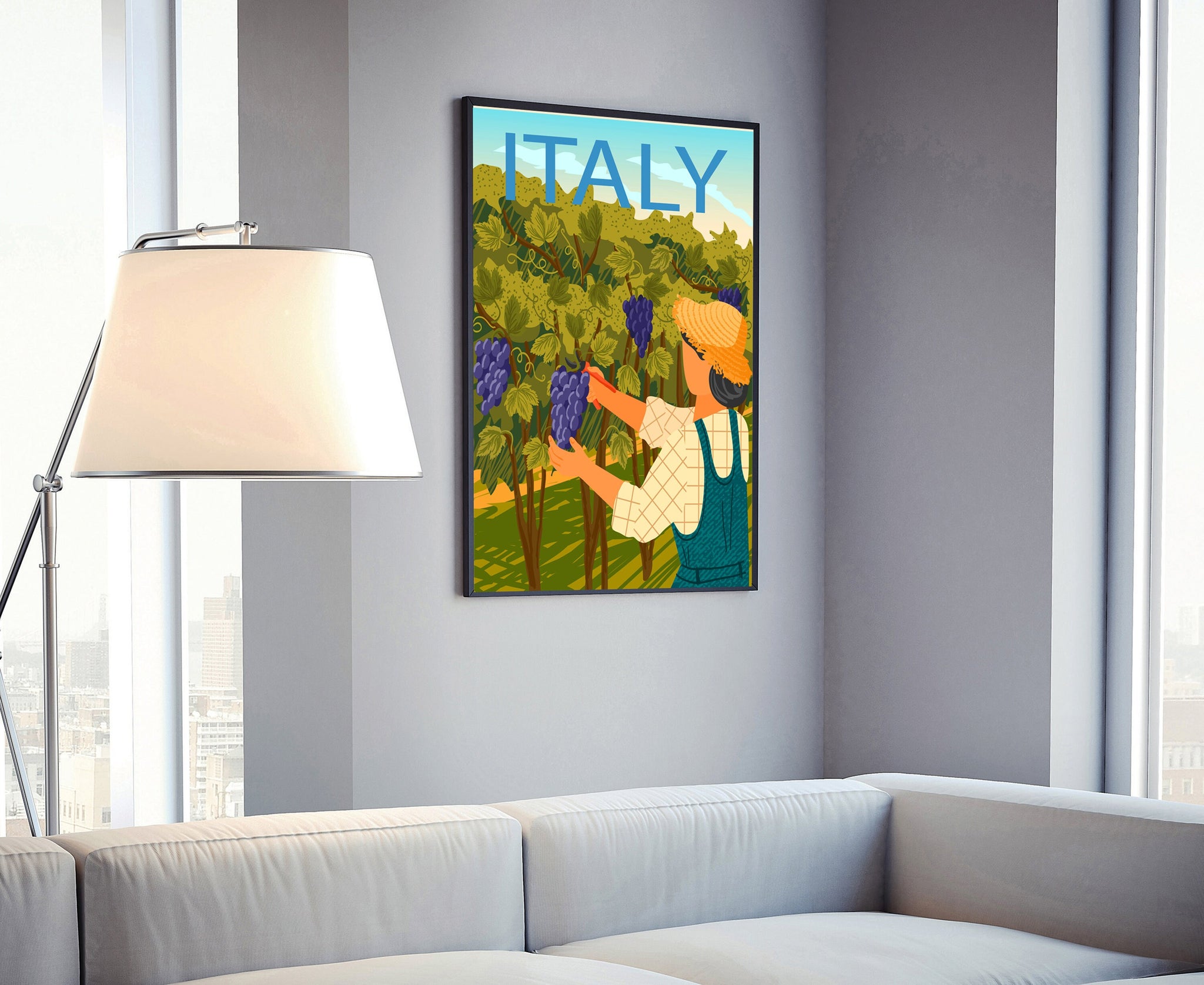 ITALY TRAVEL POSTER, Italy Cityscape and Landmark Poster wall art, Home wall art, Office wall decoration, Italy purple grape s farm posters