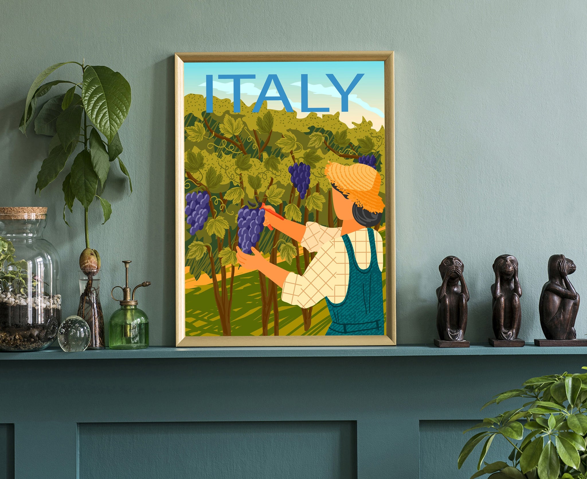 ITALY TRAVEL POSTER, Italy Cityscape and Landmark Poster wall art, Home wall art, Office wall decoration, Italy purple grape s farm posters