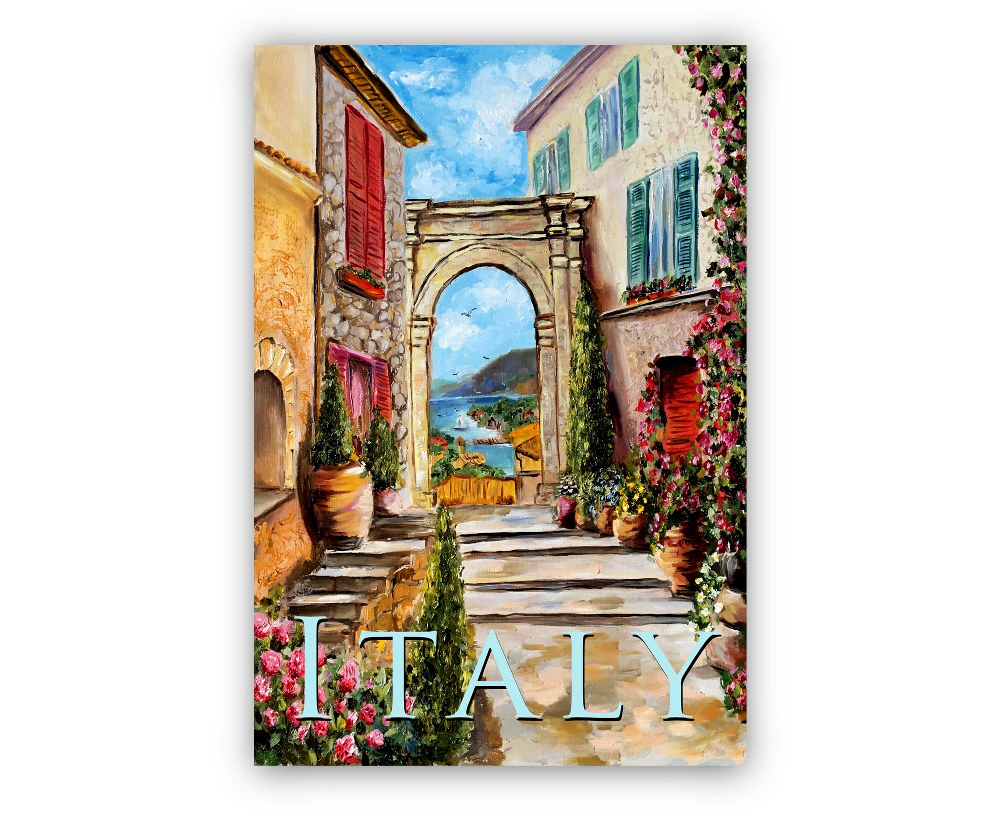 ITALY travel poster, Italy cityscape poster artwork, Italy landmark poster wall art, Home wall art, Office wall decoration, Birthday gift!