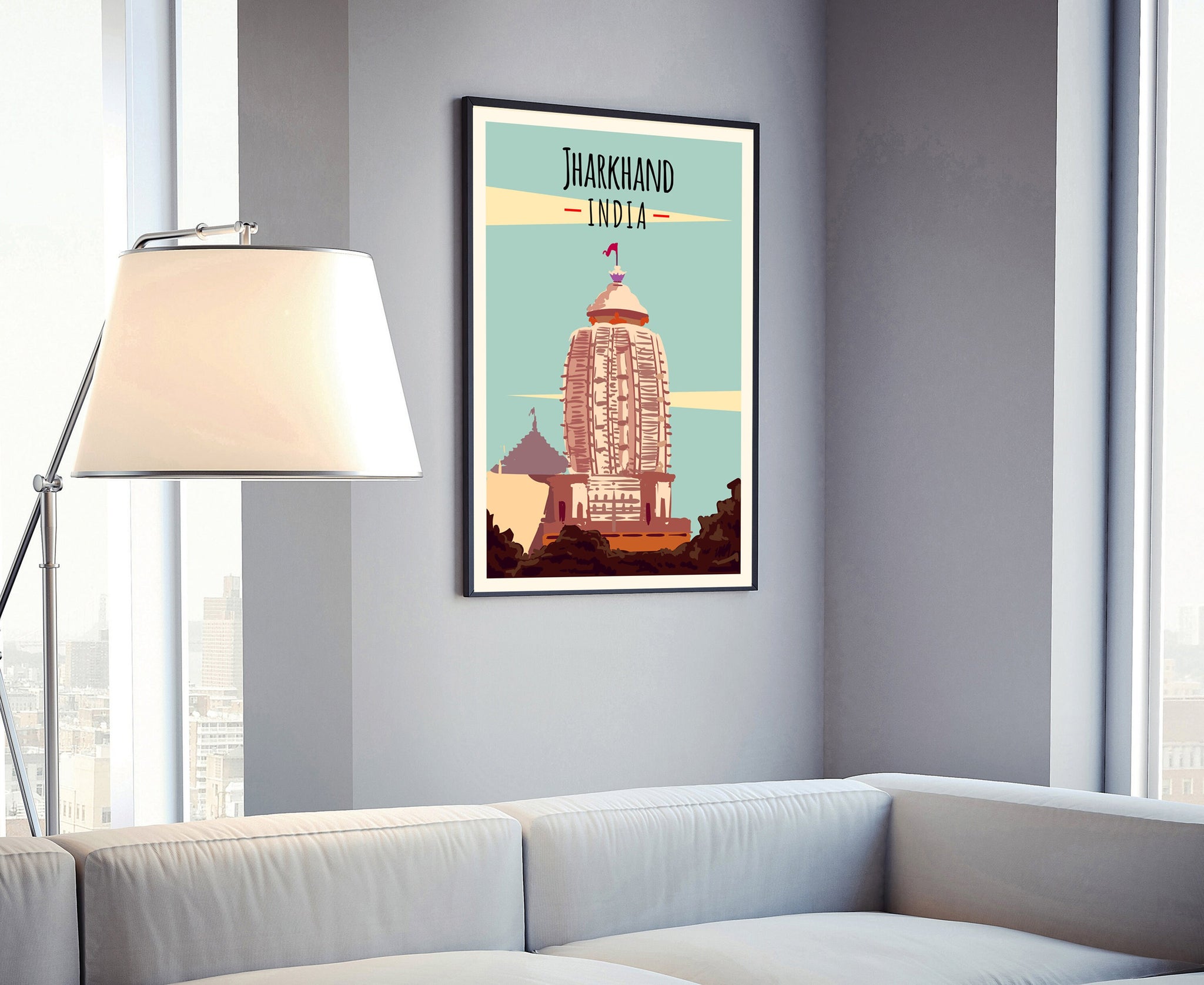 JHARKHAND INDIA travel poster, Jharkhand cityscape poster, India Jharkhand landmark poster wall art, Home wall art, Office wall decoration