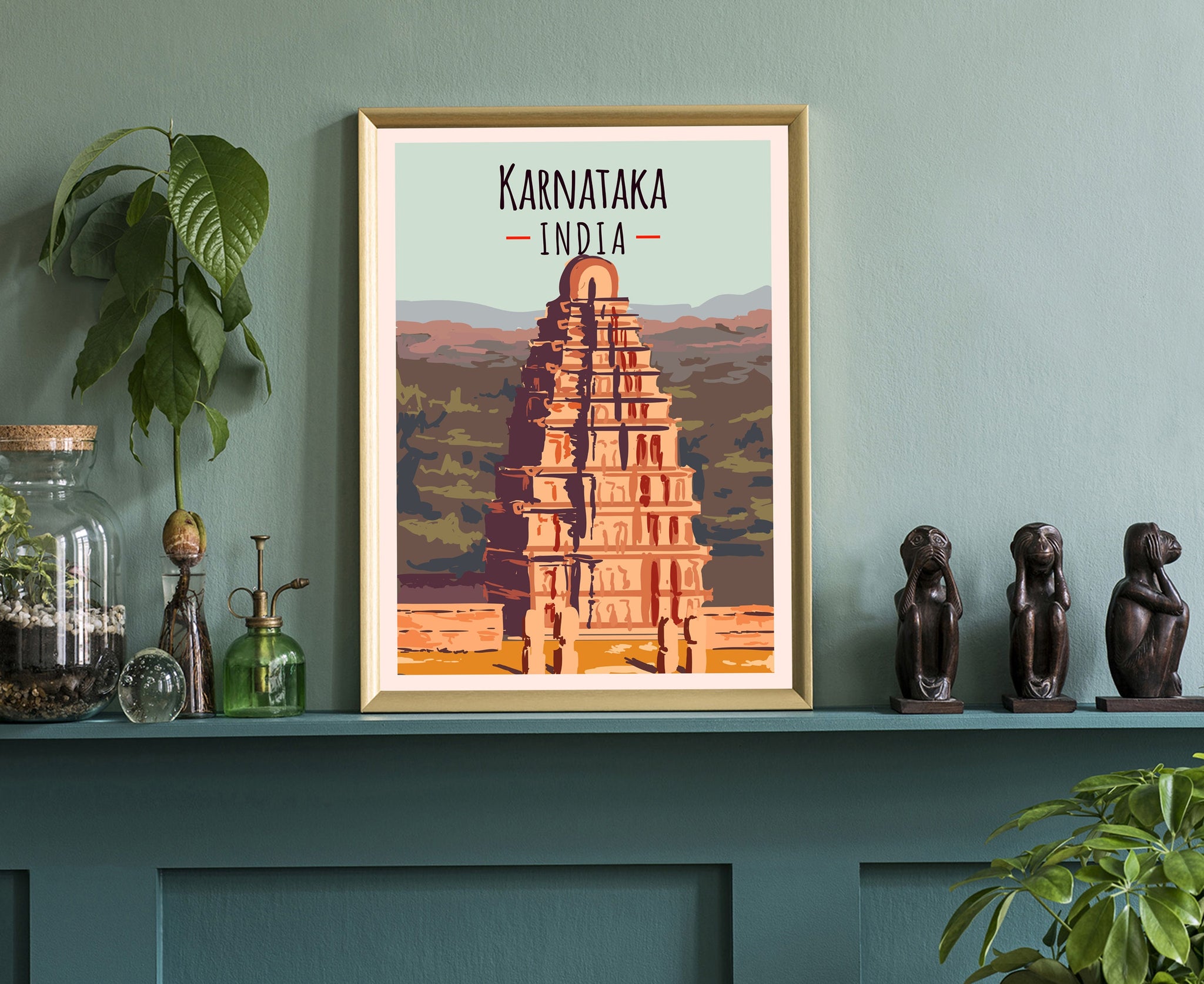 INDIA KARNATA travel poster, Karnata cityscape poster artwork, India landmark poster wall art, Home wall art, Office wall decoration