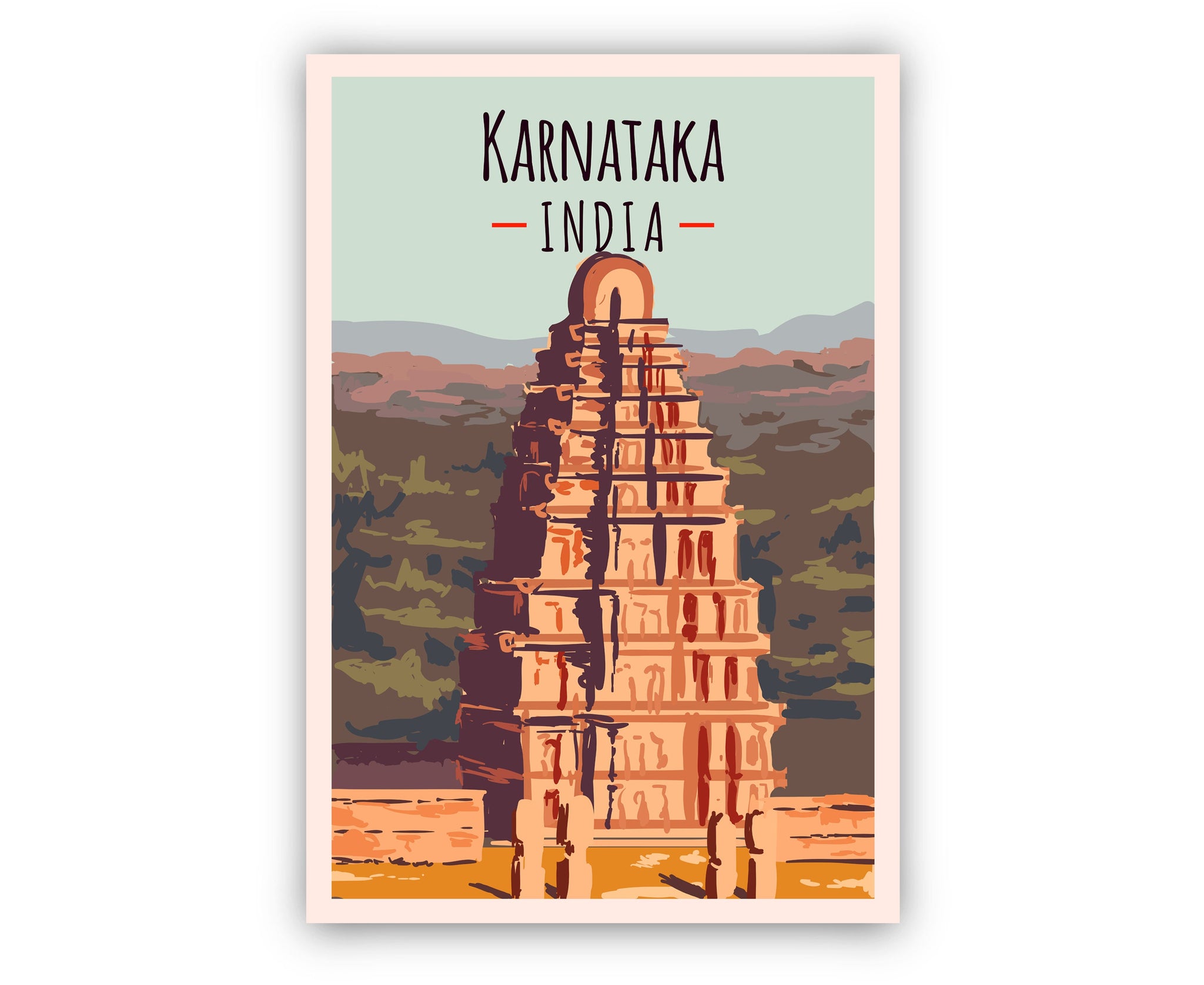 INDIA KARNATA travel poster, Karnata cityscape poster artwork, India landmark poster wall art, Home wall art, Office wall decoration