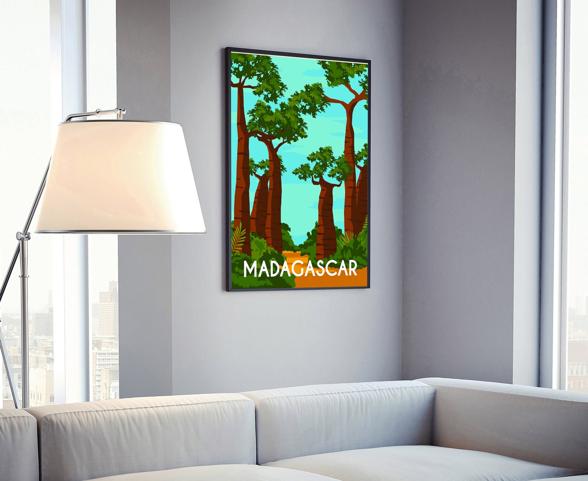 MADAGASCAR travel poster, Madagascar cityscape poster, Madagascar landmark poster wall art, Home wall artwork, Office wall decoration