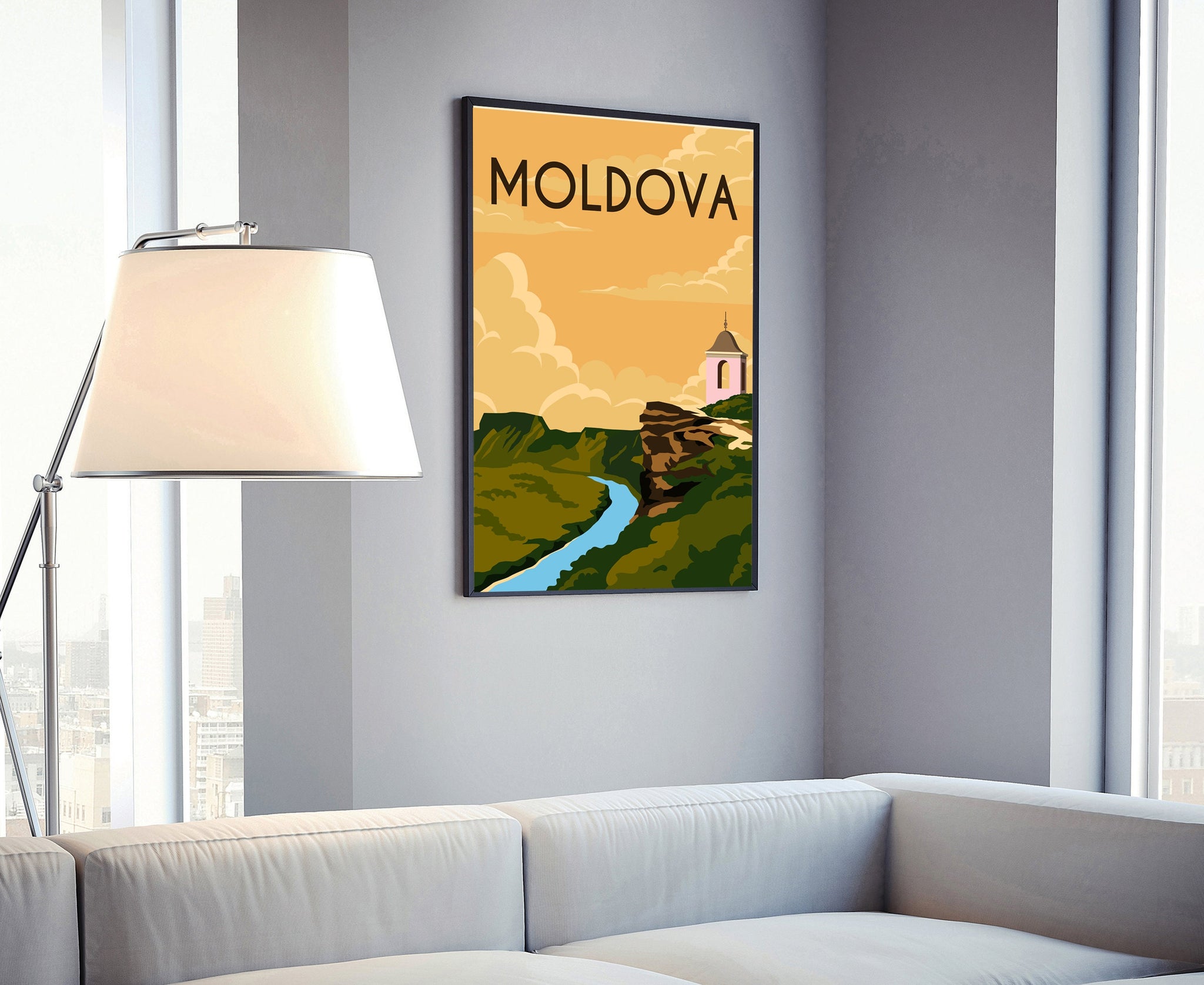 MOLDOVA travel poster, Moldova cityscape and landmark poster wall art, Housewarming gift, Office wall decoration, Moldova retro poster print