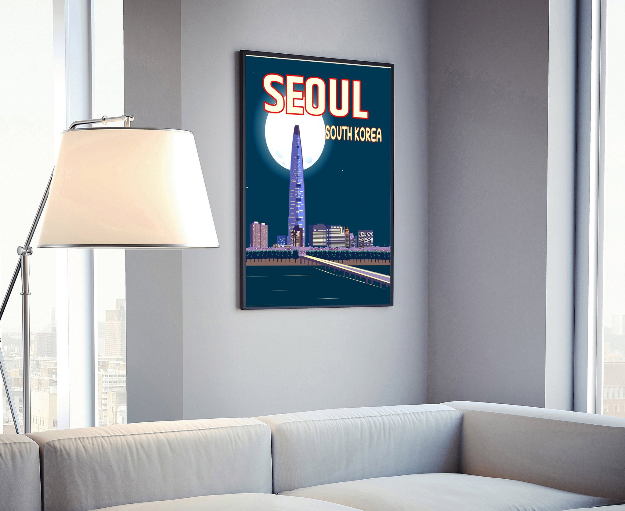 SOUTH KOREA SEOUL travel poster, Seoul cityscape poster print, Seoul landmark poster wall art, Home wall art, Office wall decoration