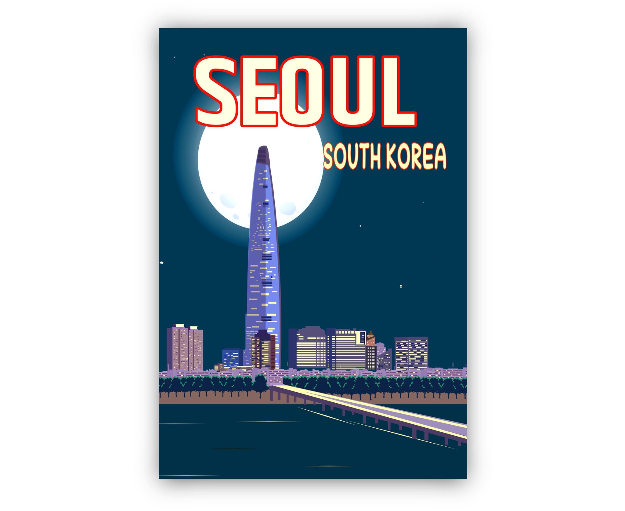 SOUTH KOREA SEOUL travel poster, Seoul cityscape poster print, Seoul landmark poster wall art, Home wall art, Office wall decoration