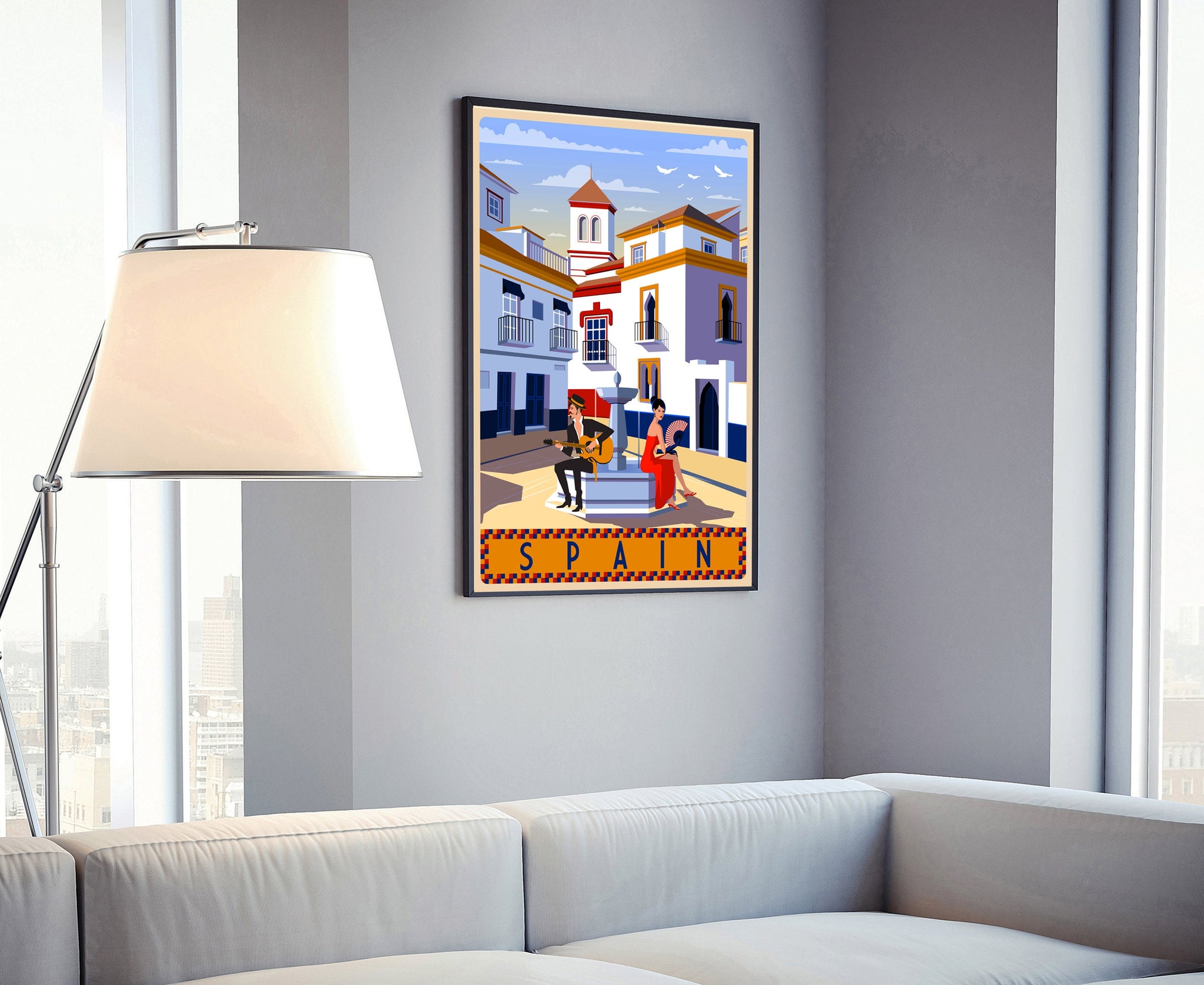 SPAIN TRAVEL POSTER, Spain Cityscape and landmark poster wall art, Home wall decoration, Office dorm  school wall decoration, Gift for him