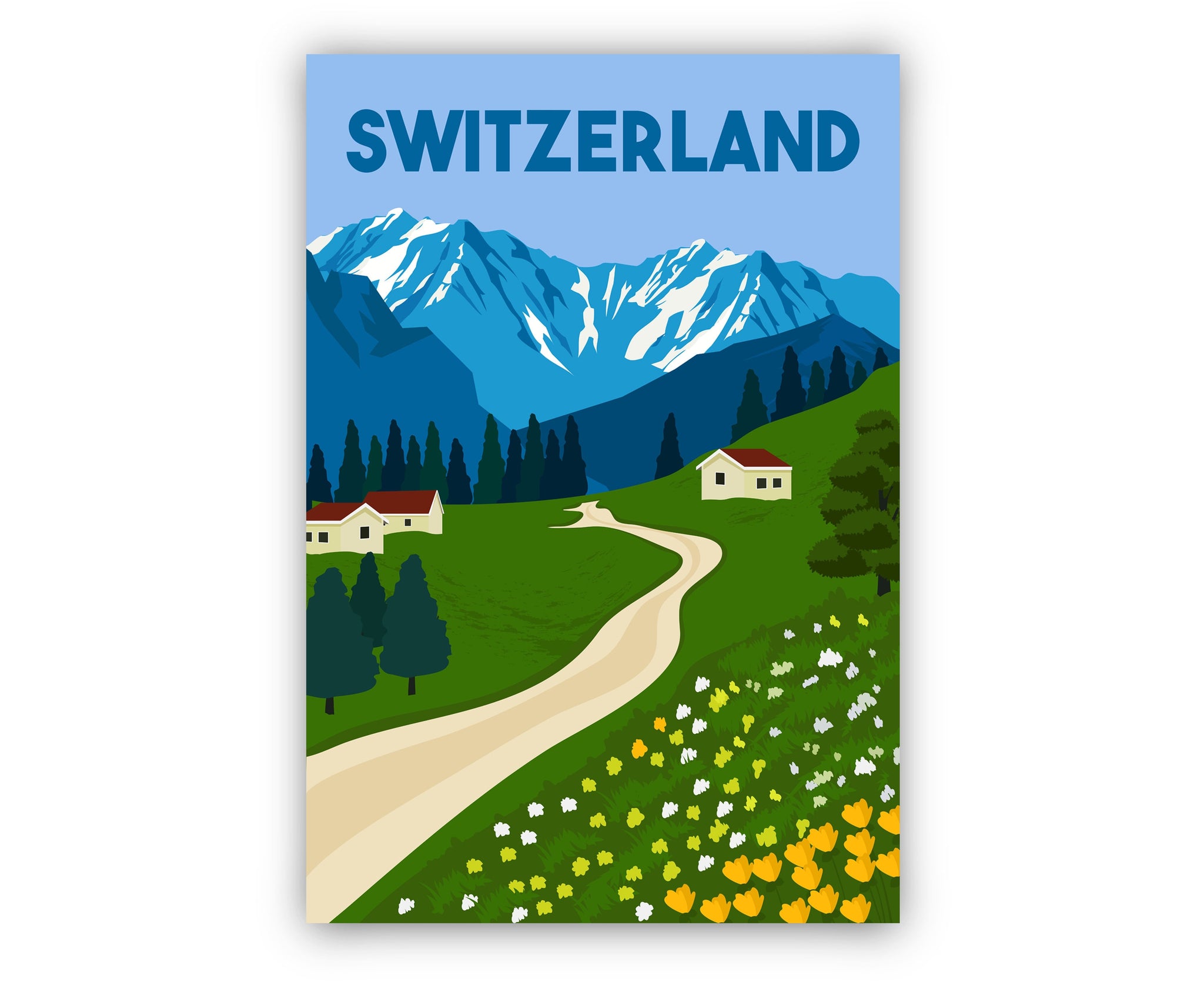 SWITZERLAND TRAVEL POSTER, Switzerland Cityscape and Landmark Poster Wall Art, Home Wall Art, Office Wall Decorations, Housewarming gifts