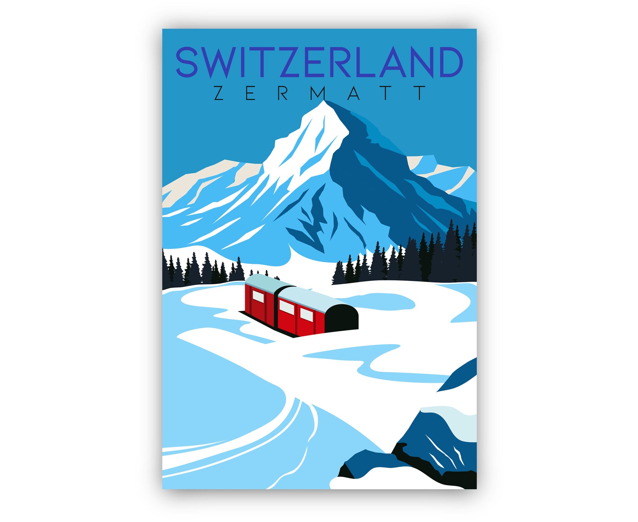 SWITZERLAND ZERMATT travel poster, Switzerland cityscape and landmark poster wall art, Home wall art, Office wall Decorations, Gift for him