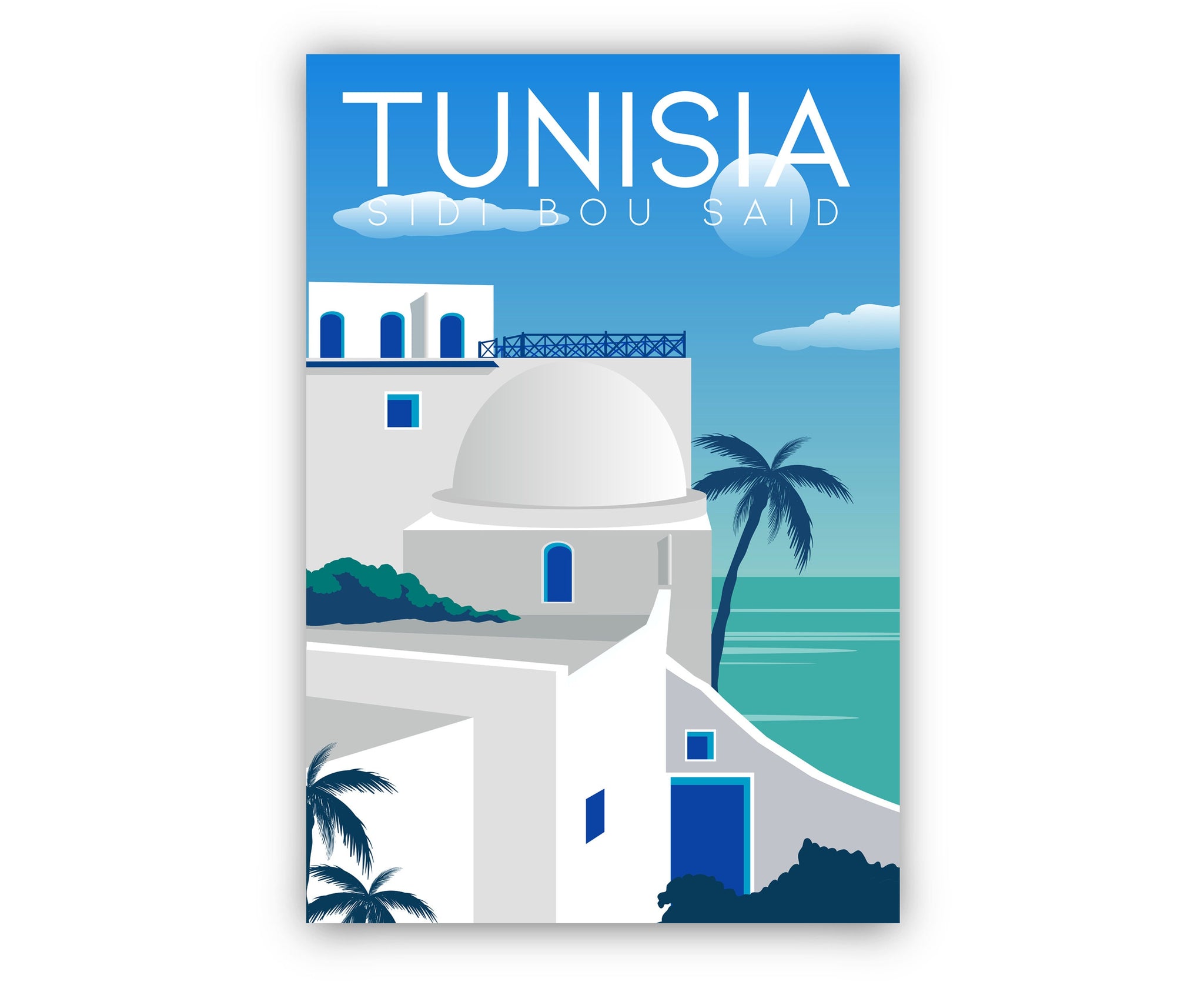 TUNISIA TRAVEL POSTER, Tunisia Cityscape and Landmark Poster Wall Art, Home Wall Art, Office Wall Decor