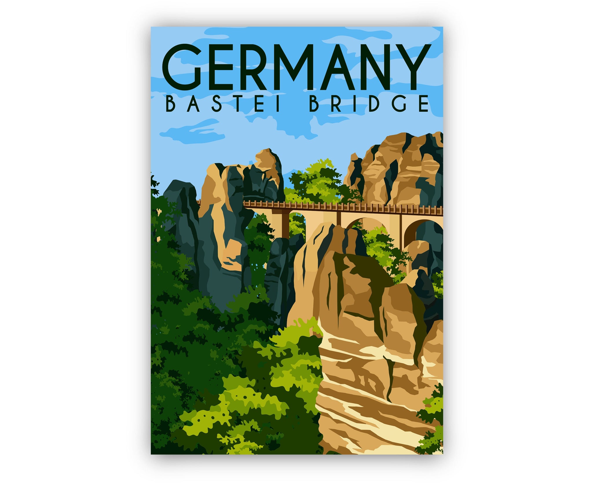 GERMANY travel poster, BASTEI BRIDGE poster, Germany country cityscape poster, Germany landmark poster, Home  office wall art decoration