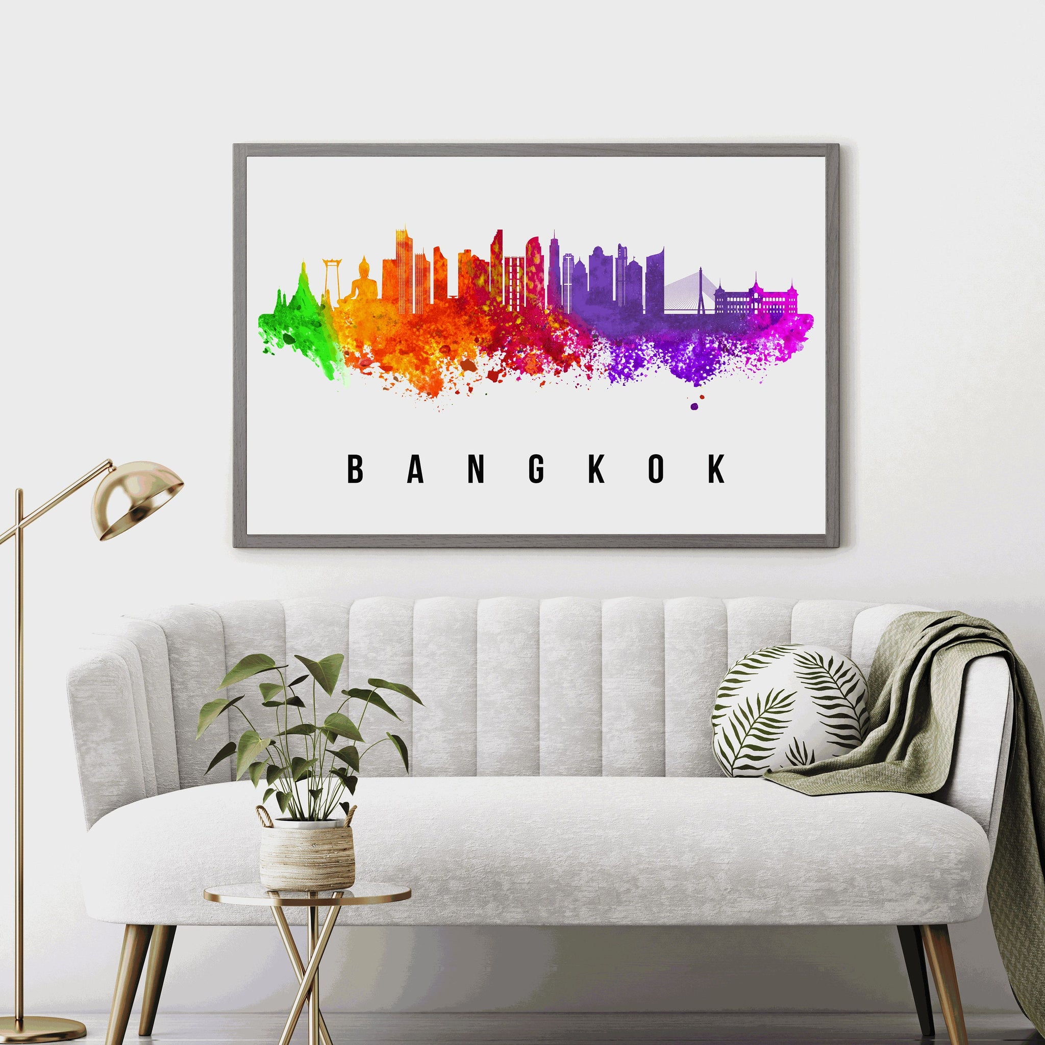 BANGKOK - THAILAND Poster,  Skyline Poster Cityscape and Landmark Print, Bangkok Illustration Home Wall Art, Office Decor