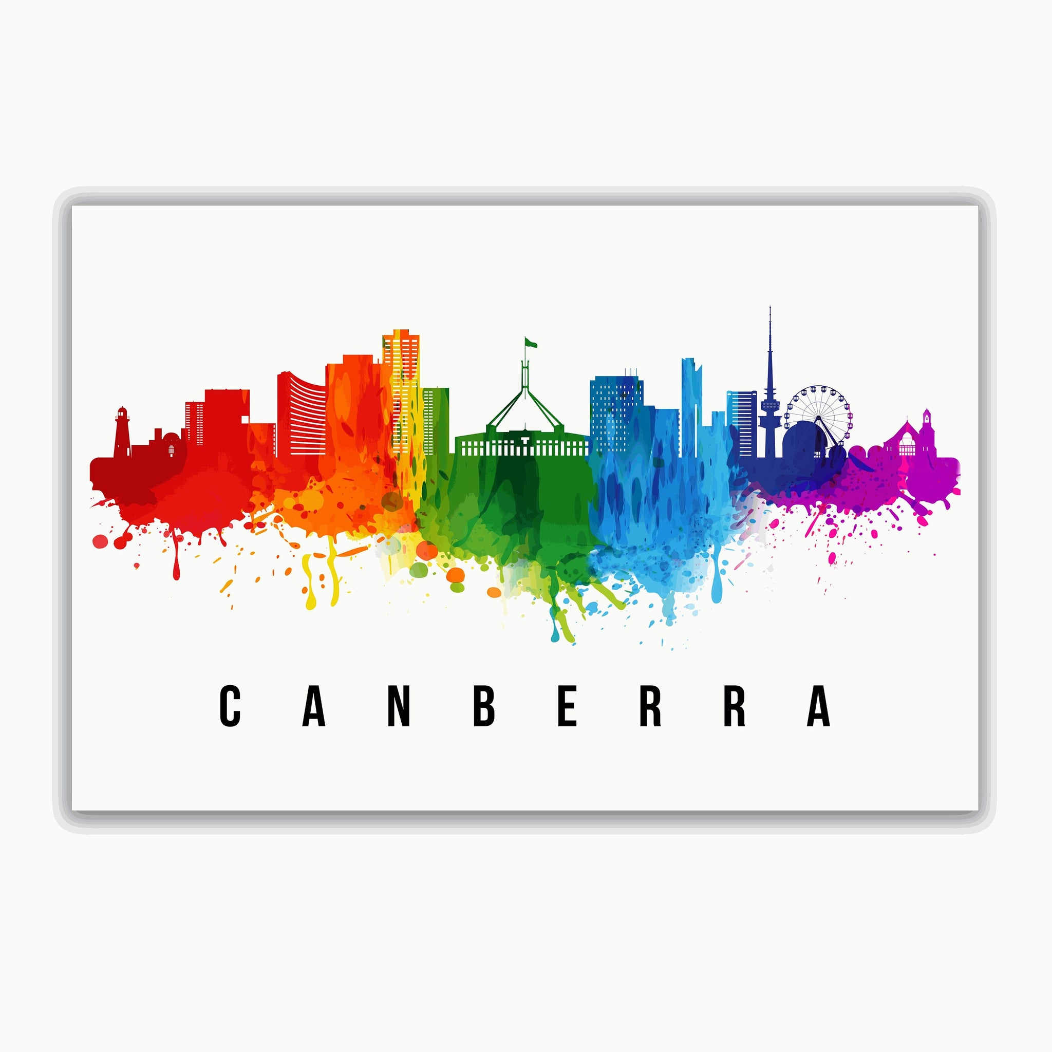 CANBERRA - AUSTRALIA Poster,  Skyline Poster Cityscape and Landmark Print, Canberra Illustration Home Wall Art, Office Decor