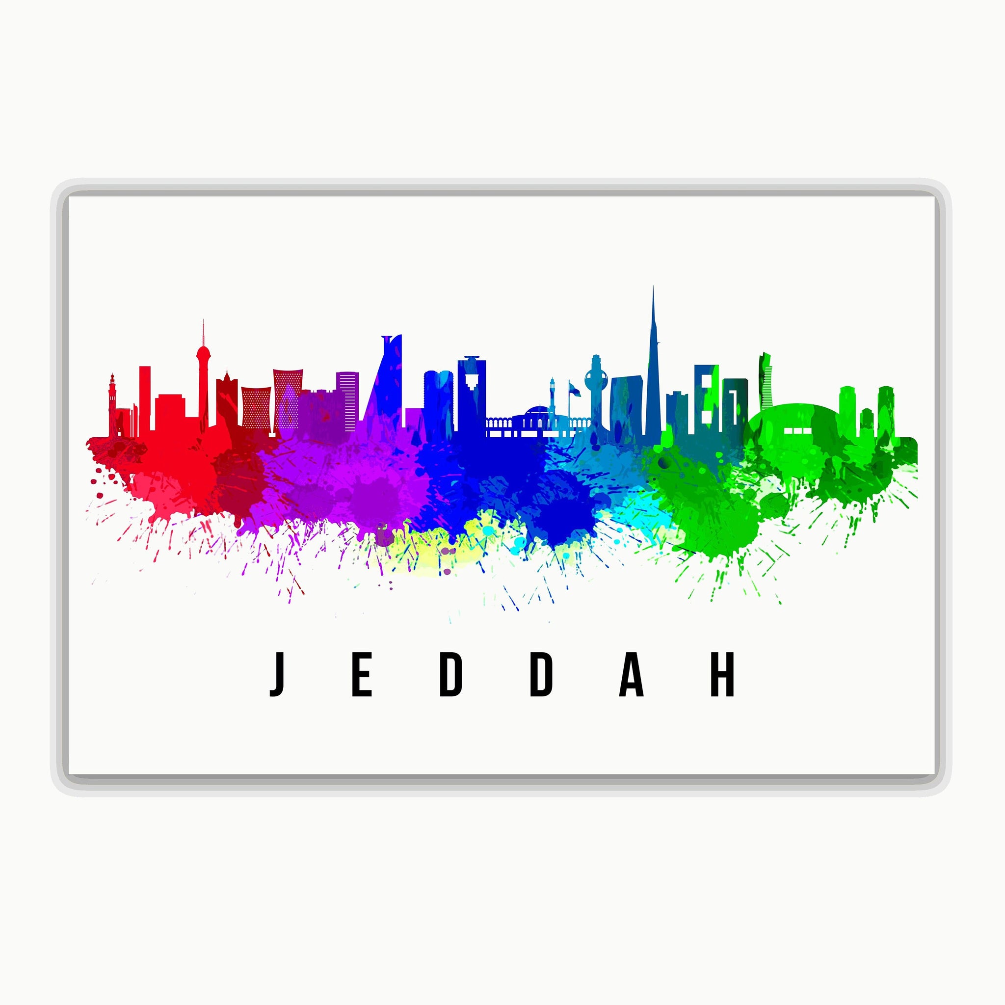 JEDDAH  - SAUDI ARABIA Poster,  Skyline Poster Cityscape and Landmark Print, Jeddah Illustration Home Wall Art, Office Decor