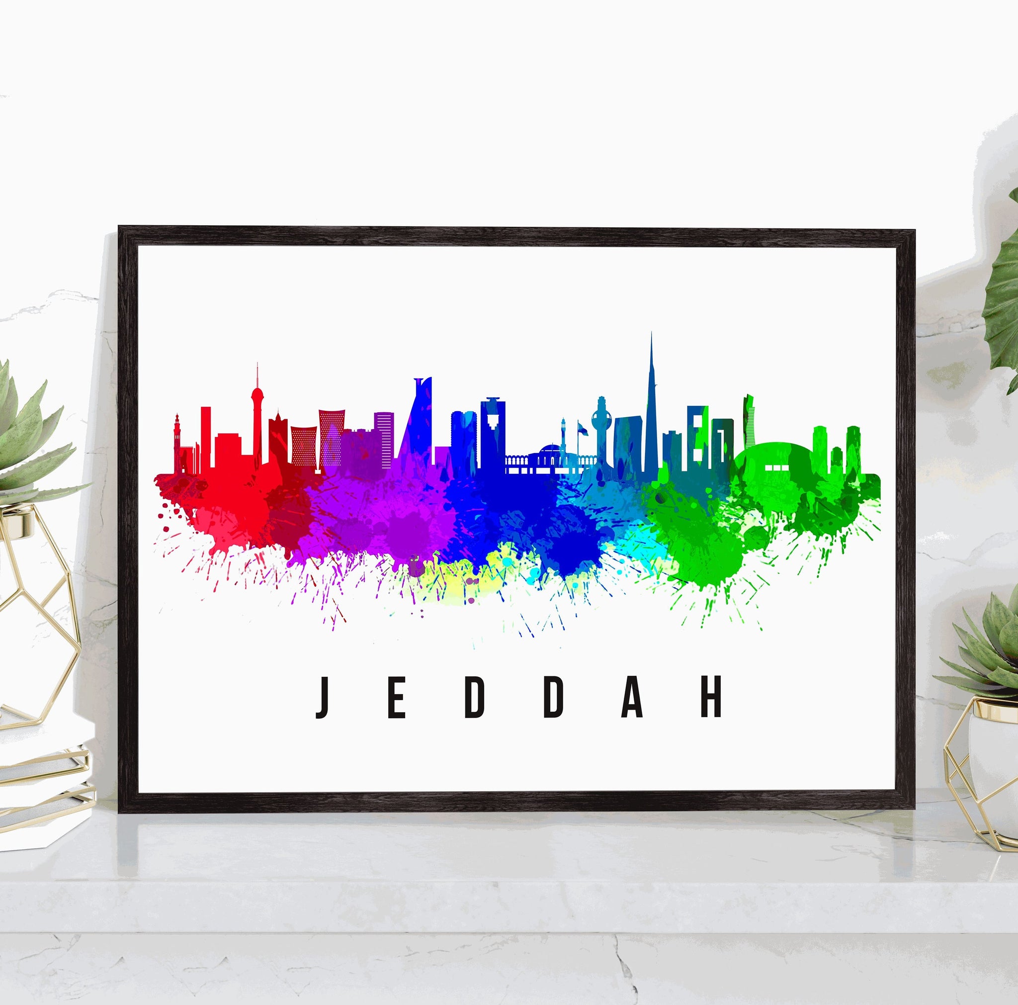 JEDDAH  - SAUDI ARABIA Poster,  Skyline Poster Cityscape and Landmark Print, Jeddah Illustration Home Wall Art, Office Decor