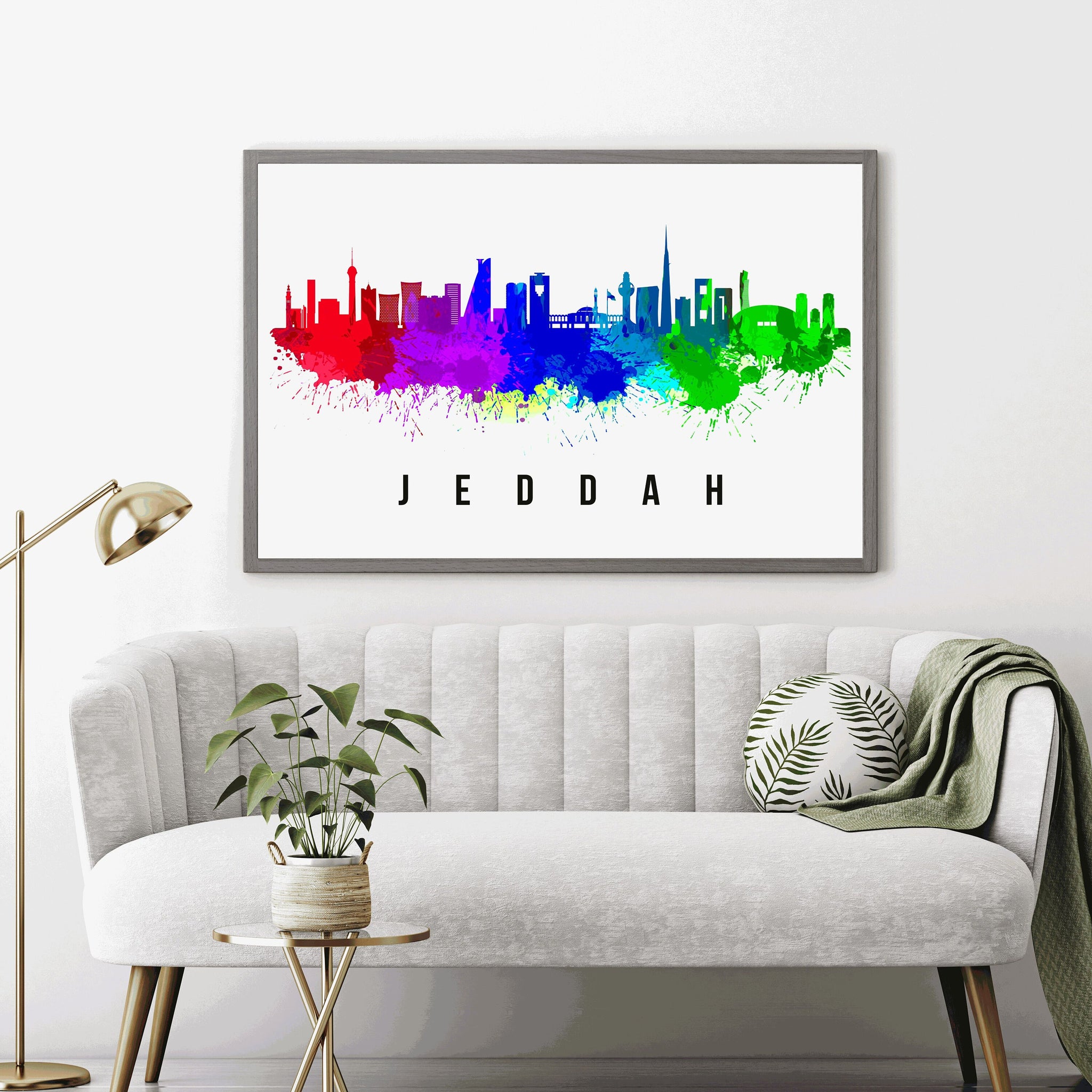 JEDDAH  - SAUDI ARABIA Poster,  Skyline Poster Cityscape and Landmark Print, Jeddah Illustration Home Wall Art, Office Decor